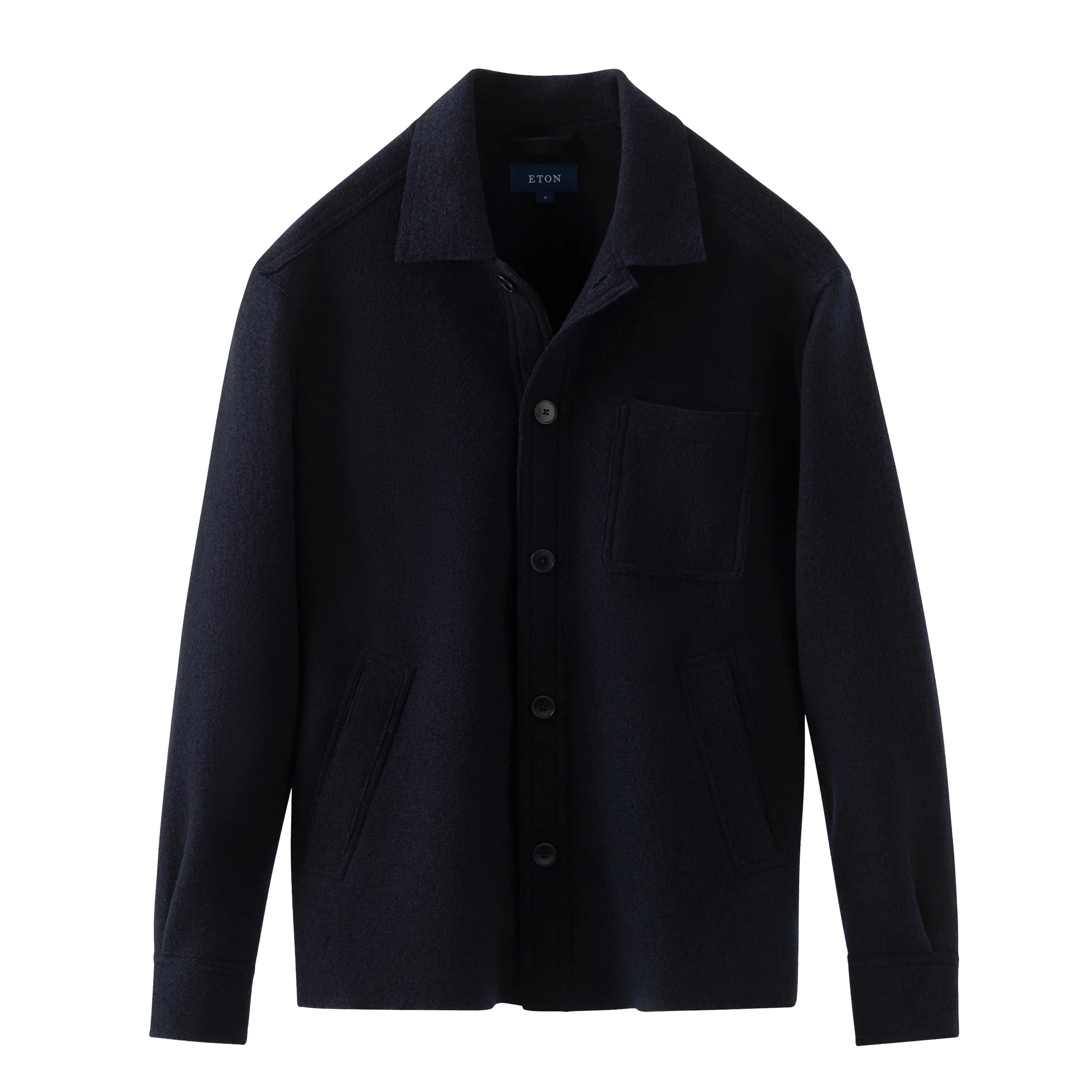 Navy Blue Boiled Wool Overshirt - ETON - Image 7