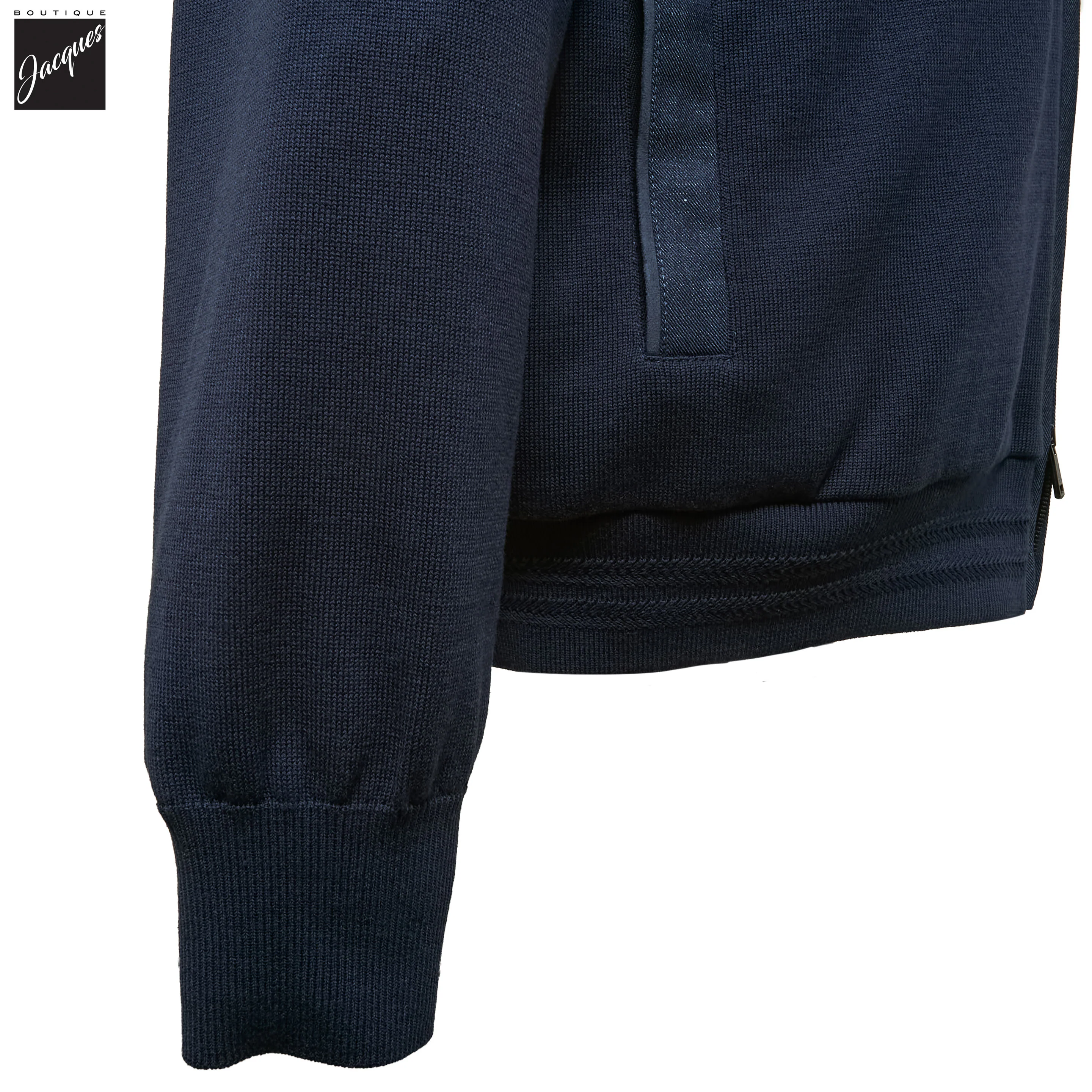 Blue Silk-Cotton Jersely Zipped Hybrid Jacket - PAUL & SHARK - Image 5