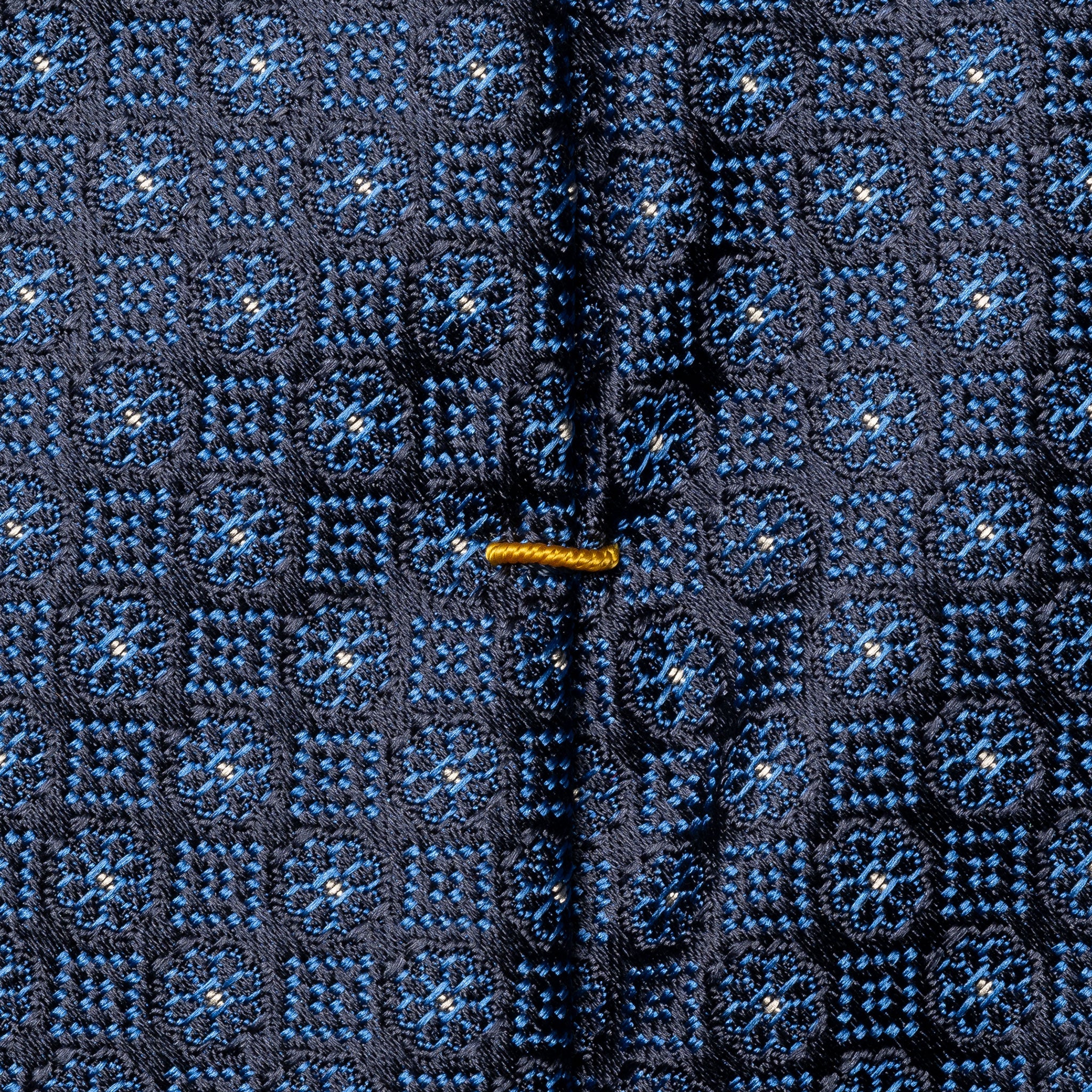 Navy Blue Medallion Woven Silk Tie - ETON - Image 5