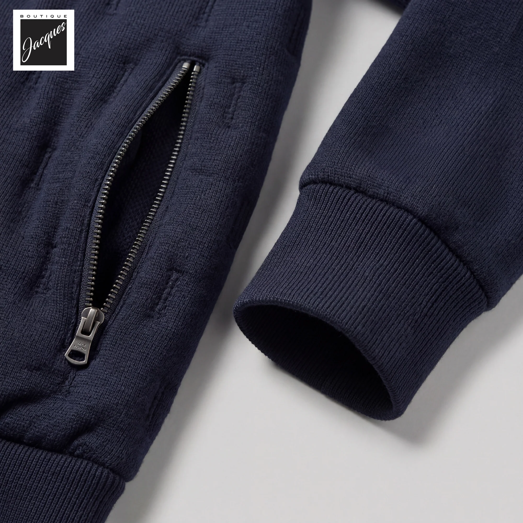 Navy Blue Merino Wool Hooded Hybrid Jacket - Phil Petter - Image 4