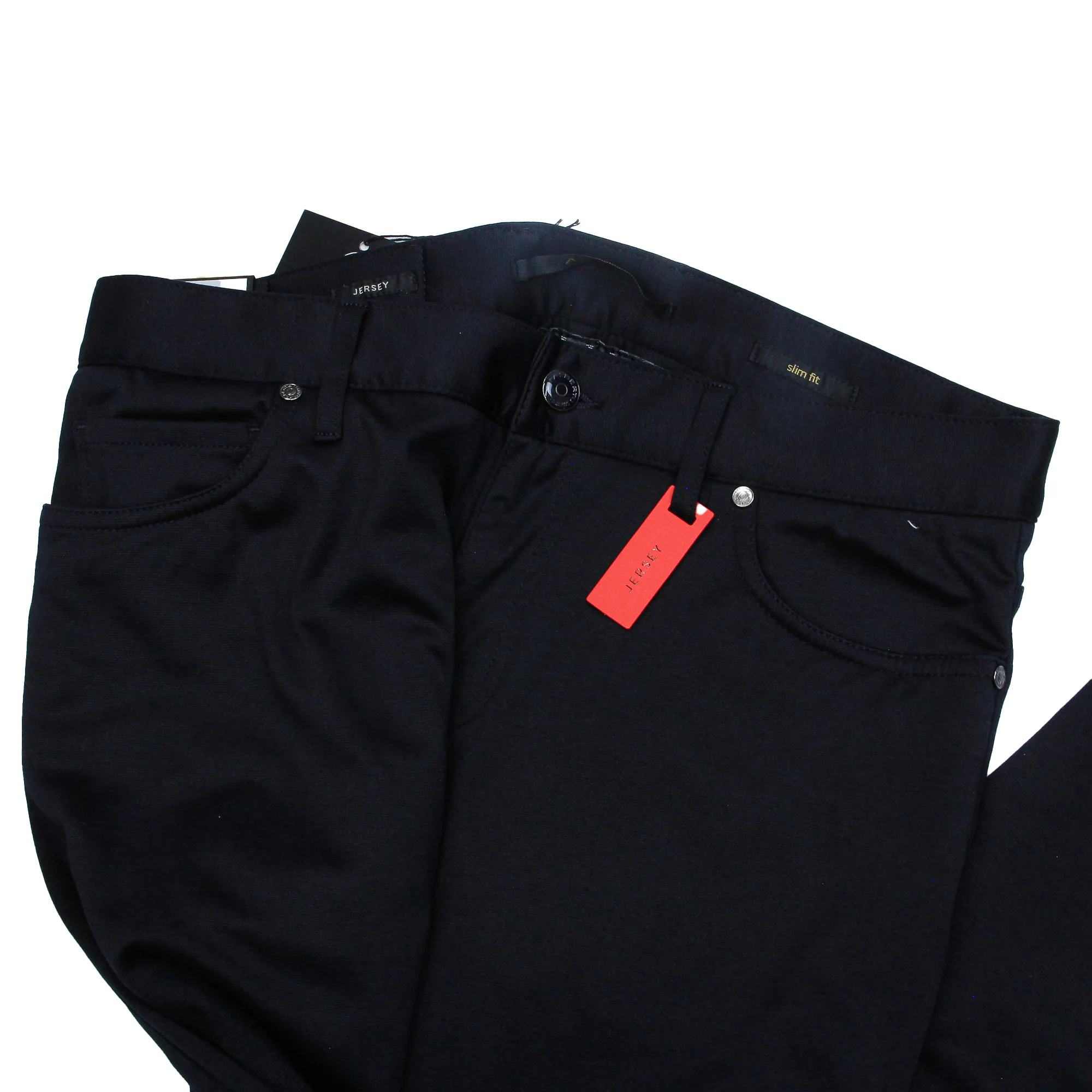 Navy Blue Slim Fit Super Jersey Five-Pocket Pants - ALBERTO - Image 4