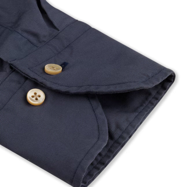 Navy Blue Solid Lyocell Slimline Casual Shirt - Stenströms - Image 3