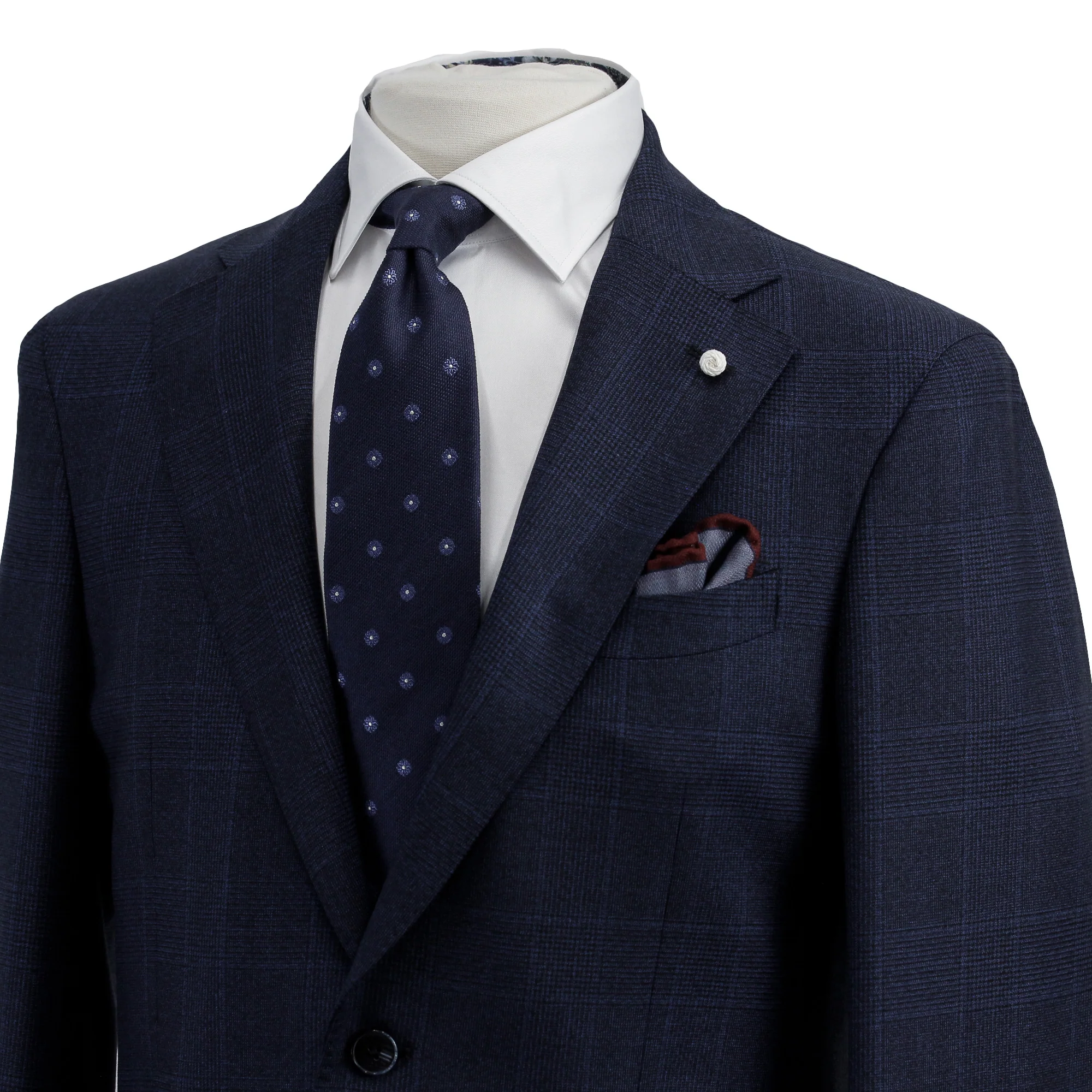 Navy Check Drago Wool Dream Fit Suit - Luigi Bianchi - Image 6