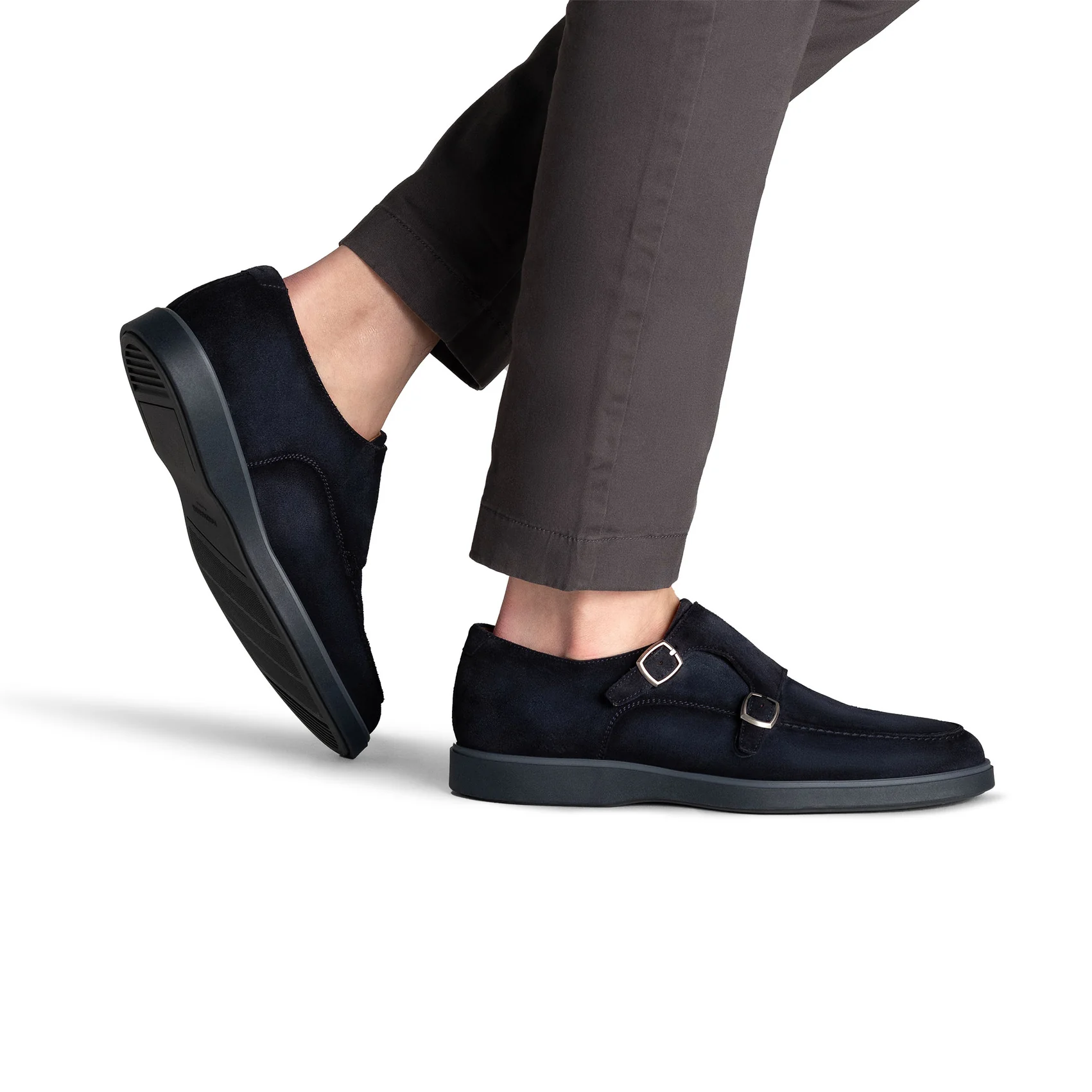 Navy Suede Lucca II Double Monk Strap Hybrid Shoes - Magnanni - Image 5