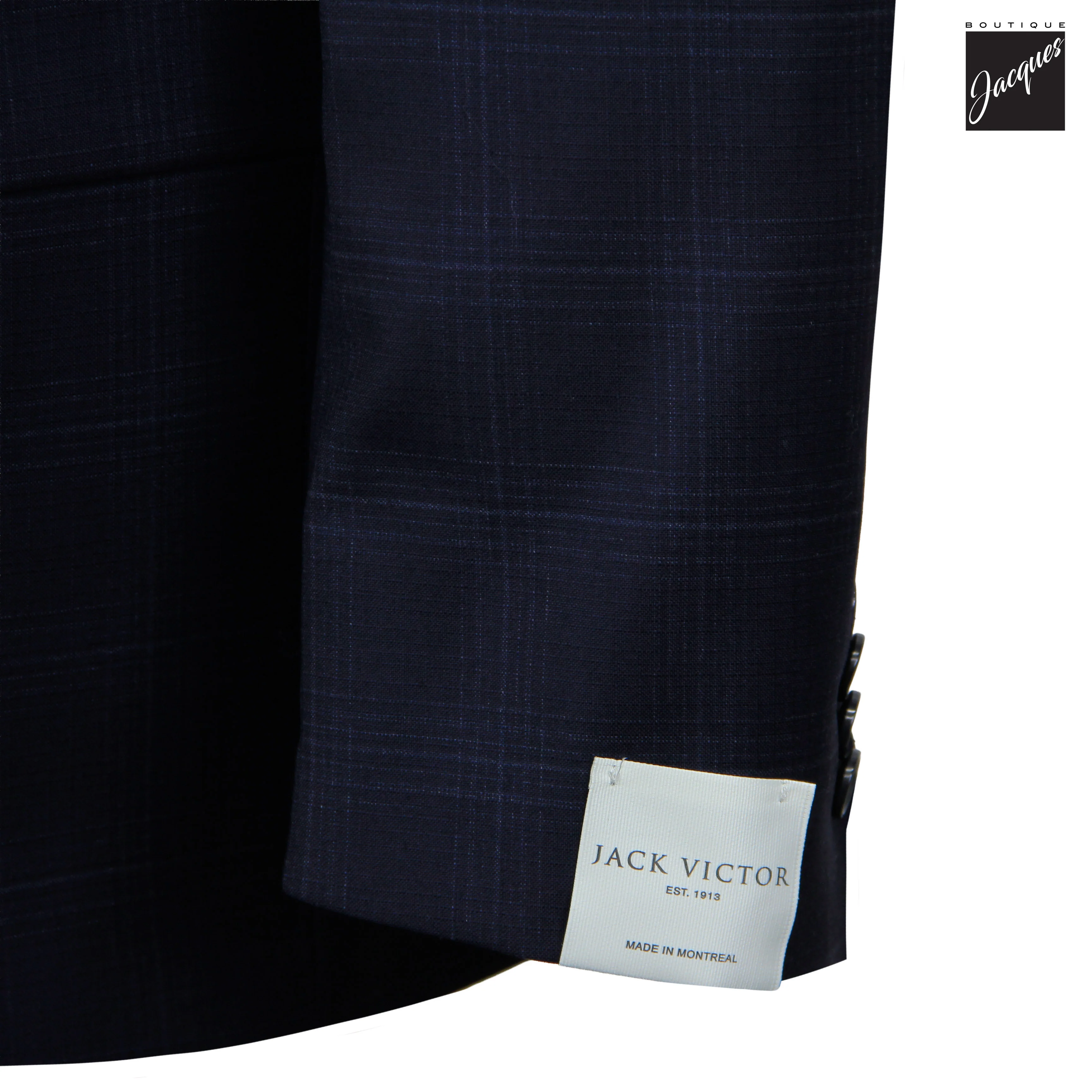 Navy Tonal Check Super 110's Wool Napoli Classic Fit Suit - Jack Victor - Image 3