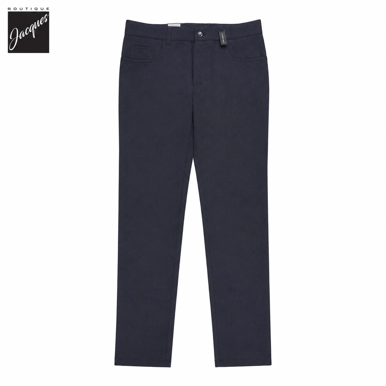 Navy Two-Tone Ceramica Pipe Regular Fit Five Pocket Pants - ALBERTO