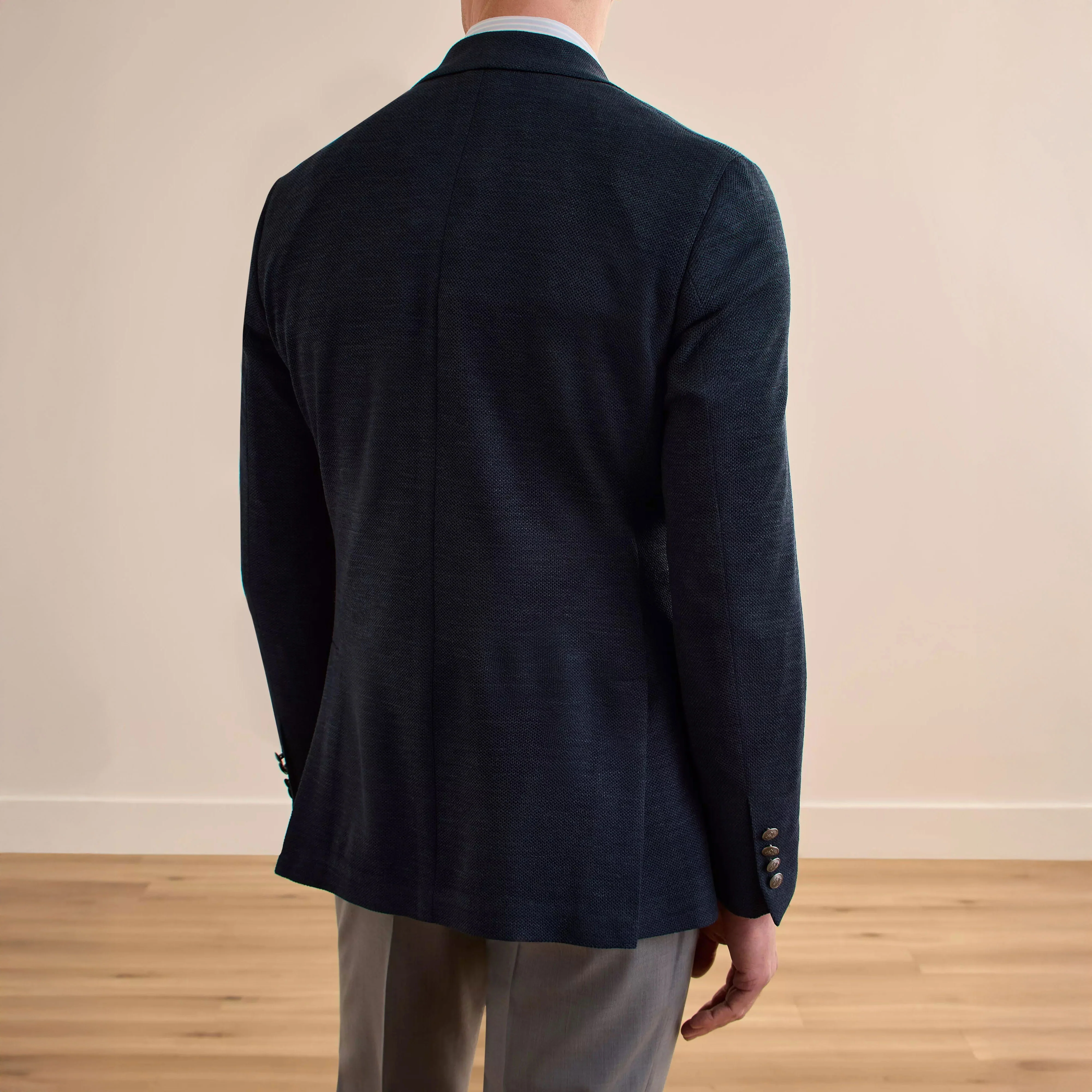 Navy Wool/Silk/Linen Hartford Contemporary Fit Comfortwear Sport Jacket - Jack Victor - Image 3