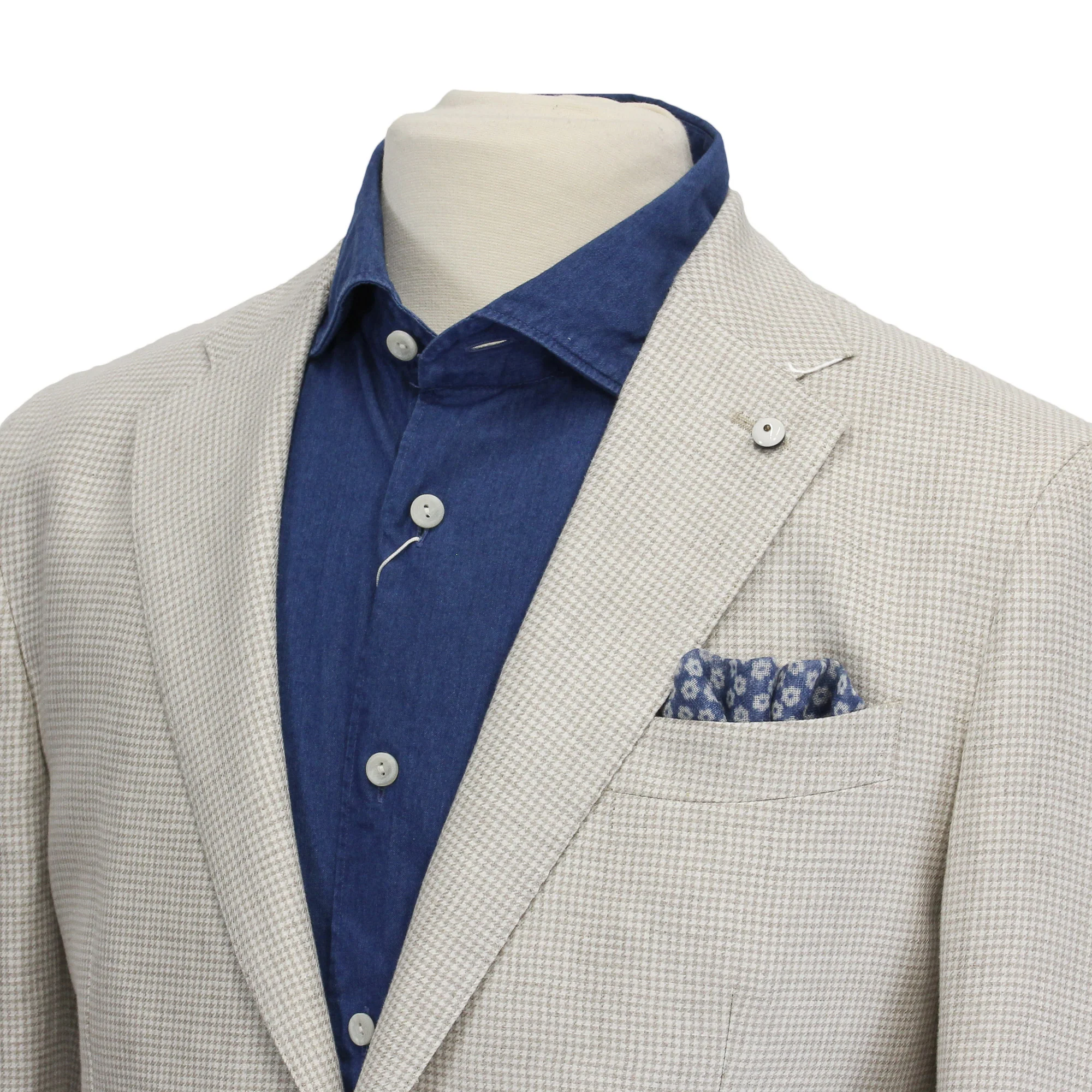 Oatmeal Houndstooth Linen Unconstructed Jacket - LBM 1911 - Image 5