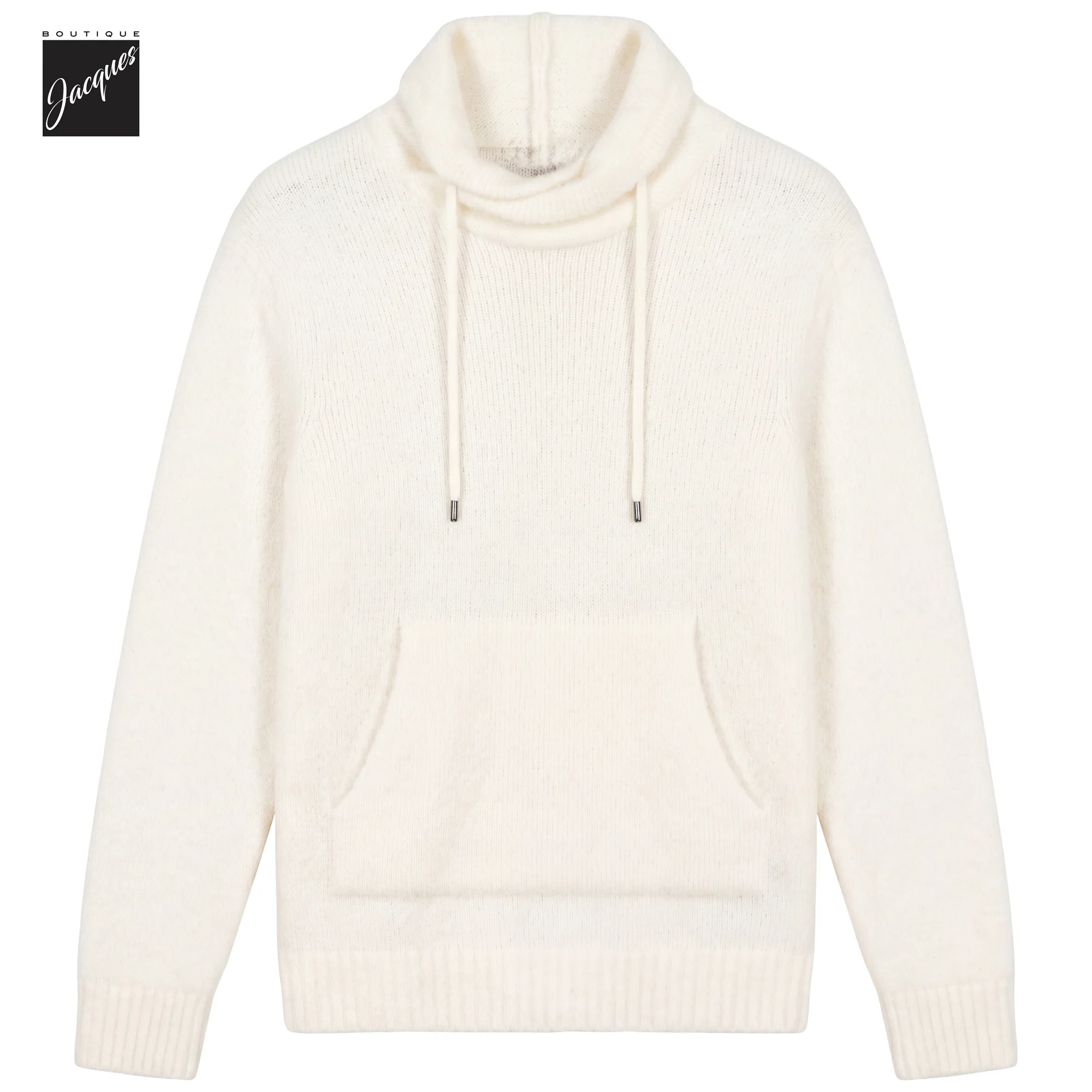 Off-White Fluffy Wool-Stretch Faux Hooded Pullover - Phil Petter