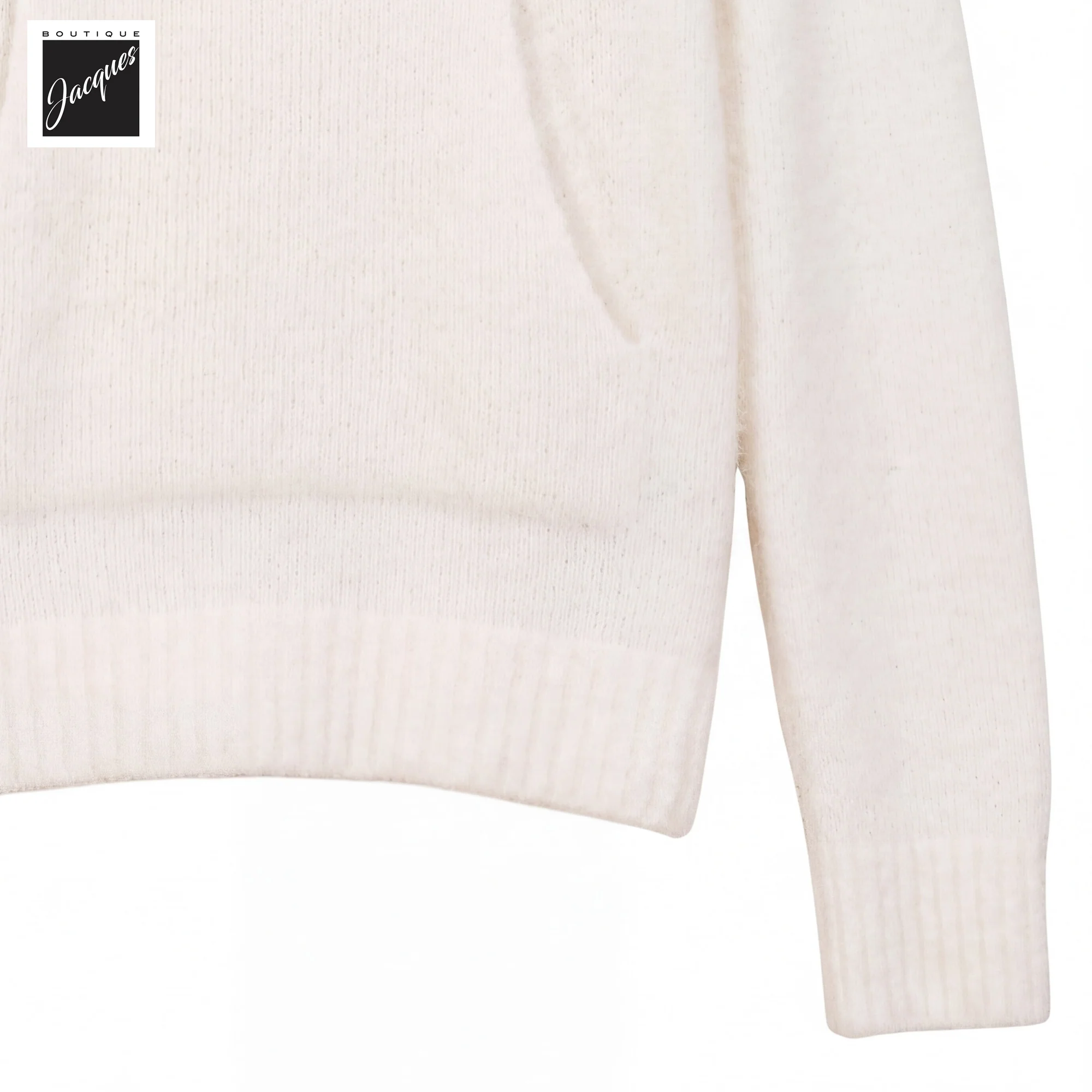 Off-White Fluffy Wool-Stretch Faux Hooded Pullover - Phil Petter - Image 4