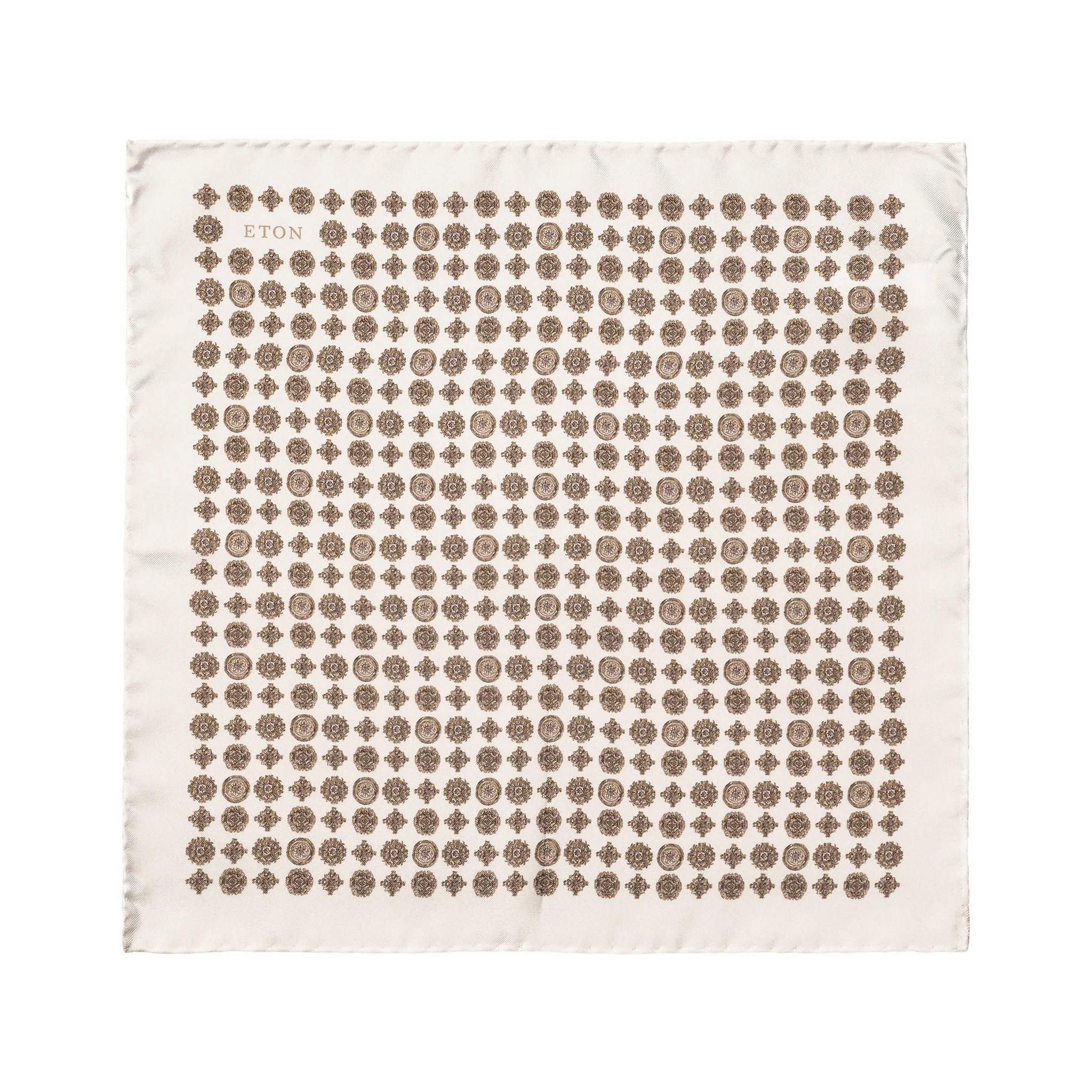 Off-White Medallion Silk Twill Pocket Square - ETON - Image 2
