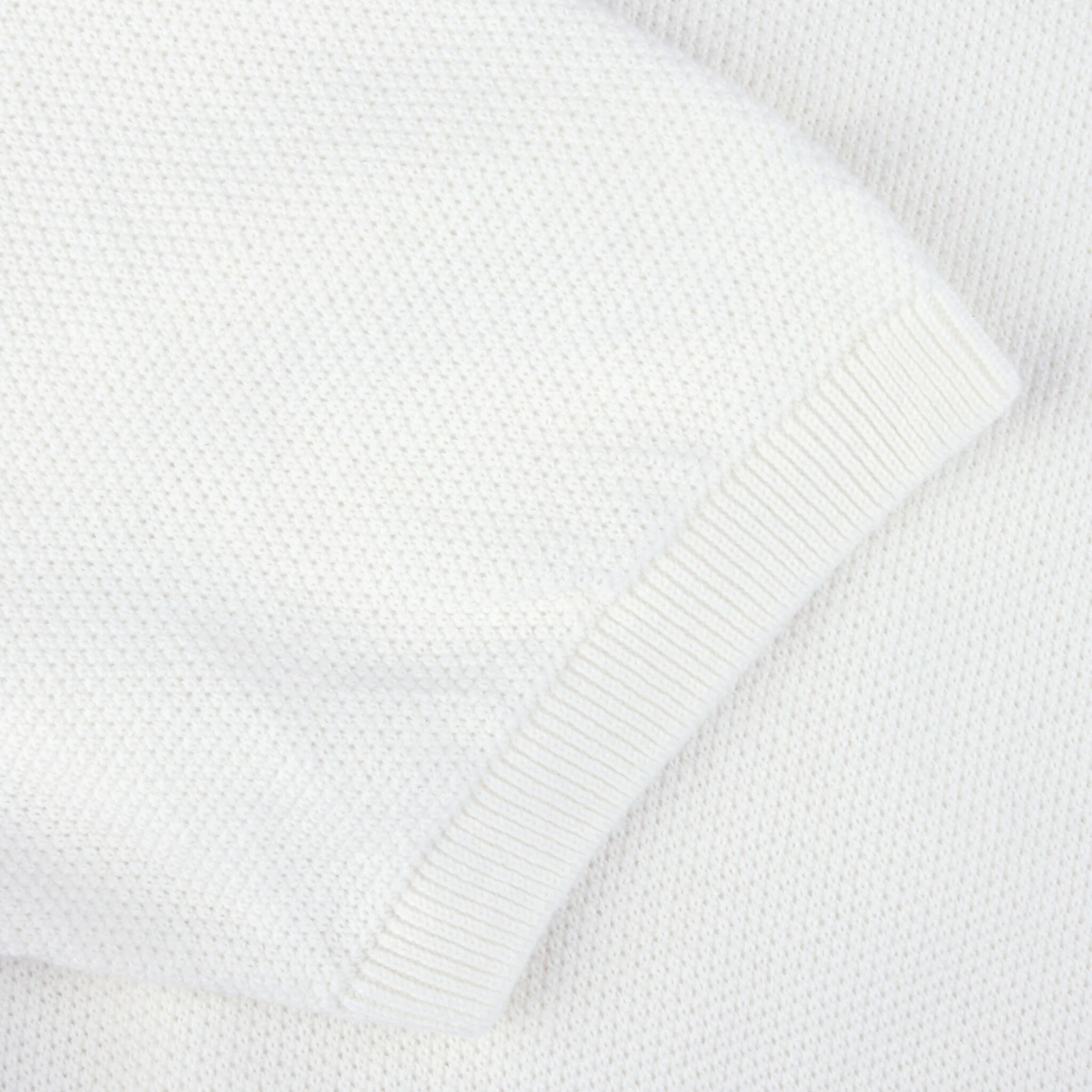 Off-White Organic Cotton Woven Knit Zip Polo Shirt - Stenströms - Image 4