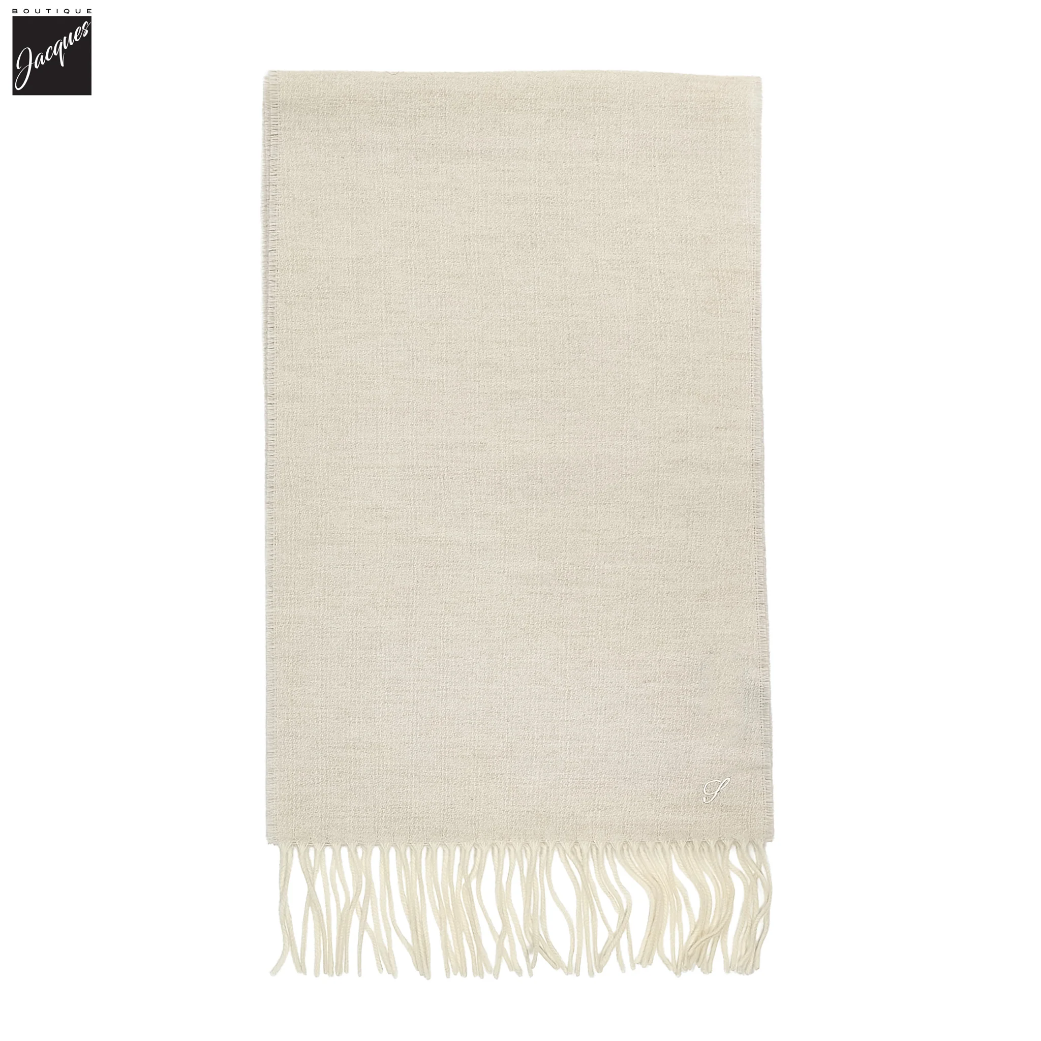Off-White Solid Wool Scarf - Stenströms - Image 2