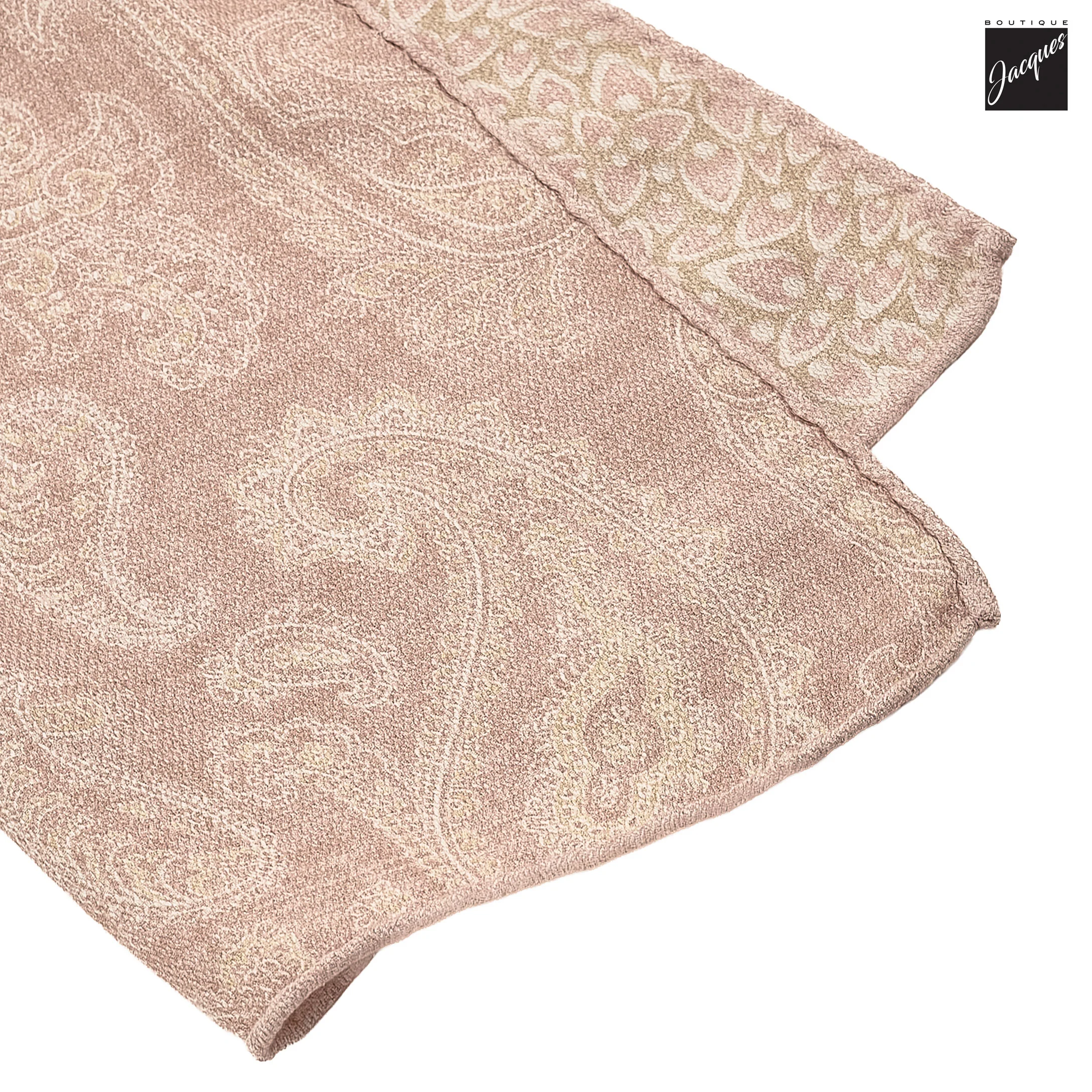 Pink & Beige Abstract/Paisley Reversible Woven Silk Hankie - Paolo Albizzati - Image 3