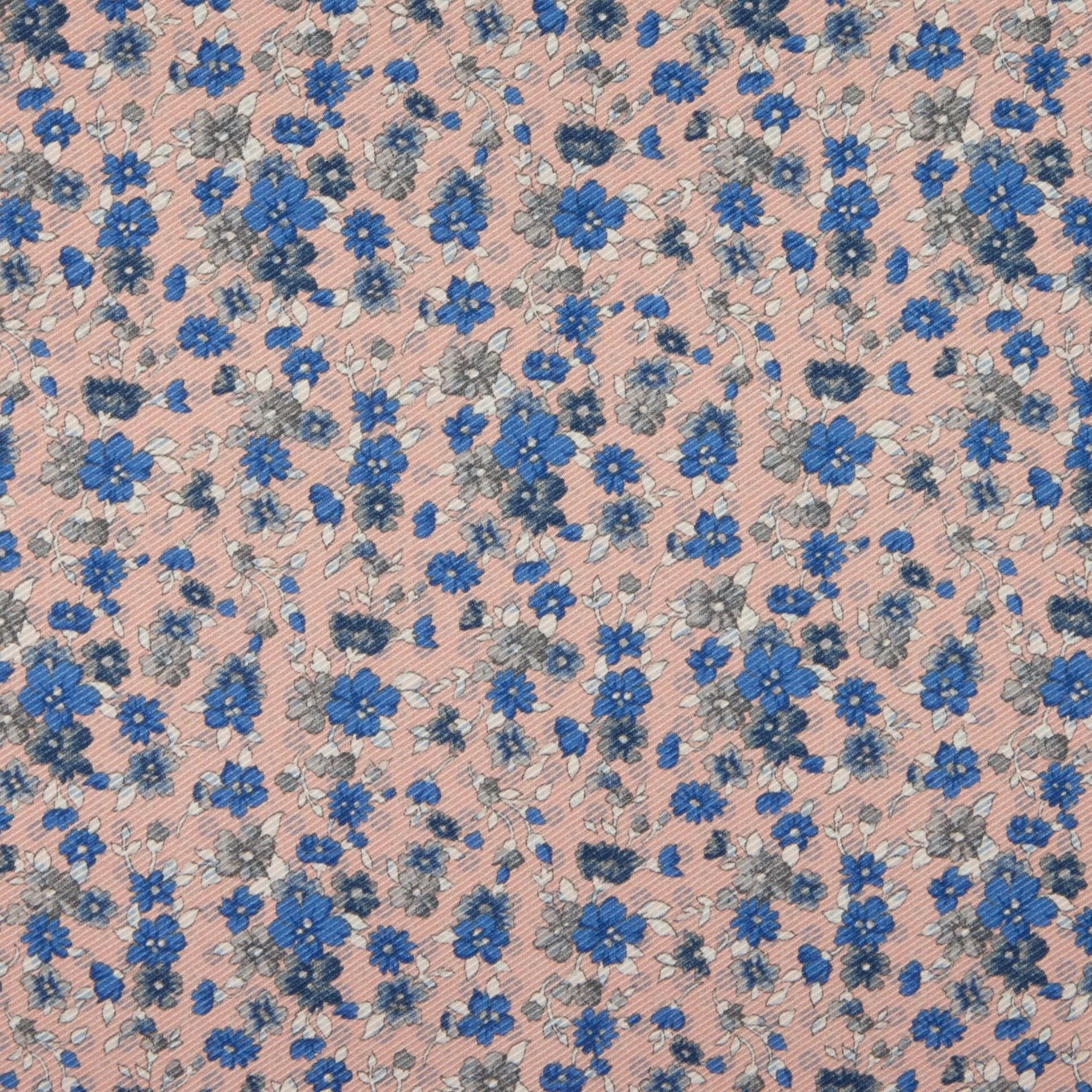 Pink & Blue Floral Patterned Reversible Silk Hankie - Stenströms - Image 2