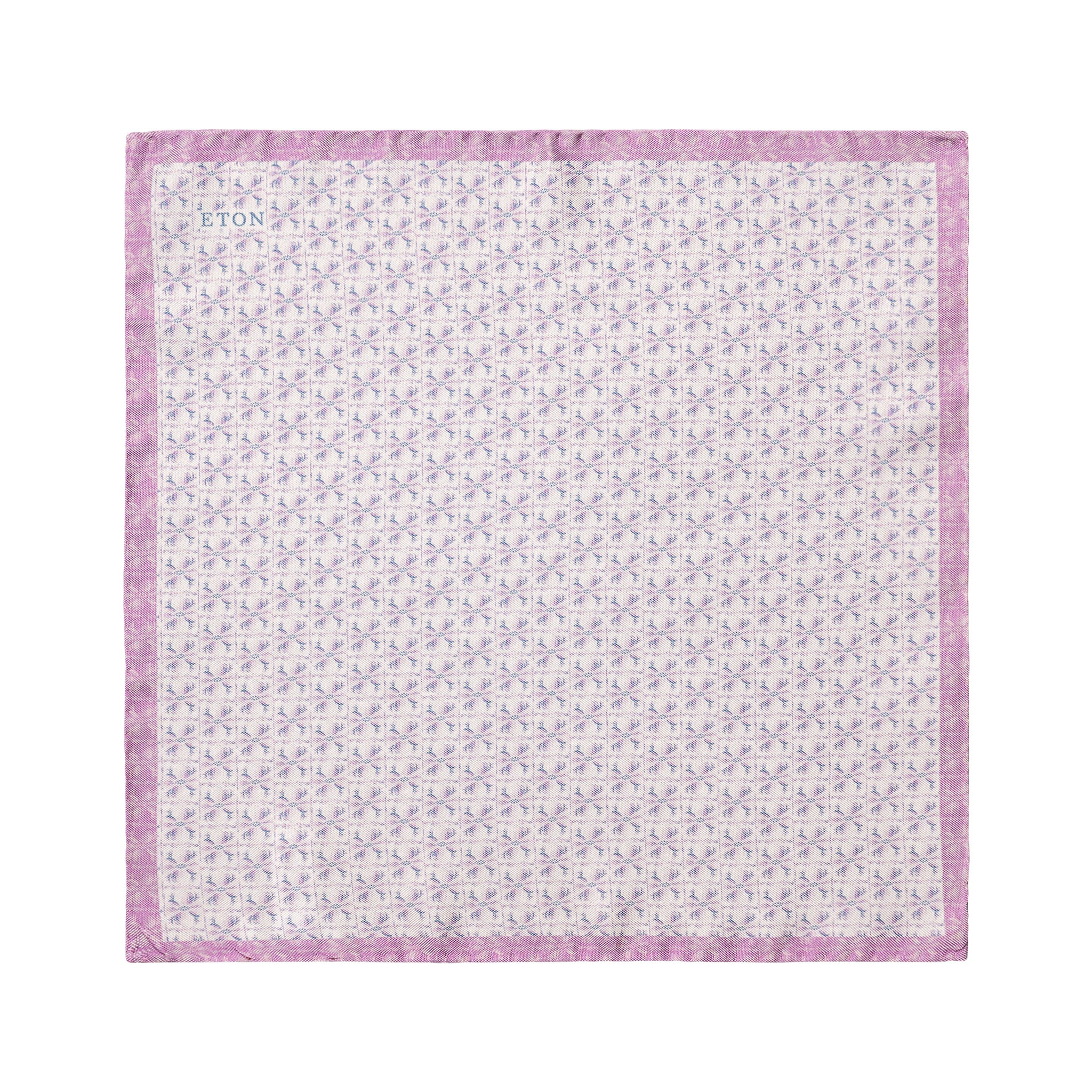 Pink Floral Motif Panama Silk Pocket Square - ETON - Image 2
