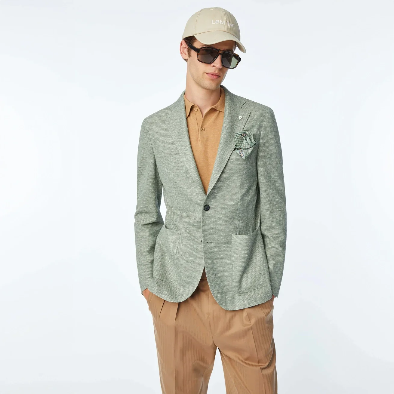Pistachio Green Linen-Cotton Jersey Unconstructed Sport Jacket - L.B.M 1911 - Image 3