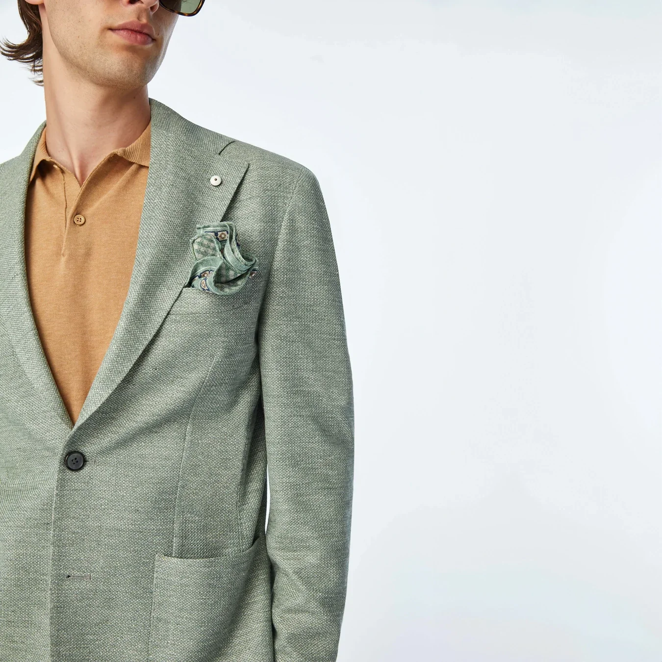 Pistachio Green Linen-Cotton Jersey Unconstructed Sport Jacket - L.B.M 1911 - Image 5