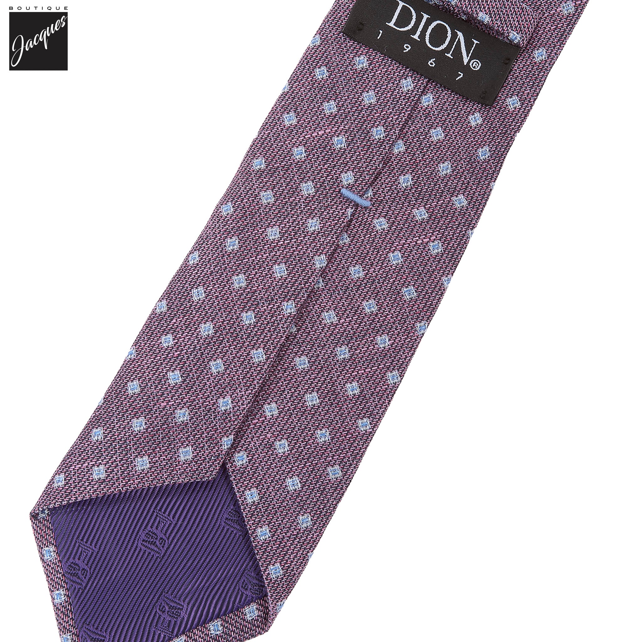 Plum Mélange Micro Diamond Woven Silk-Linen Tie - DION - Image 4