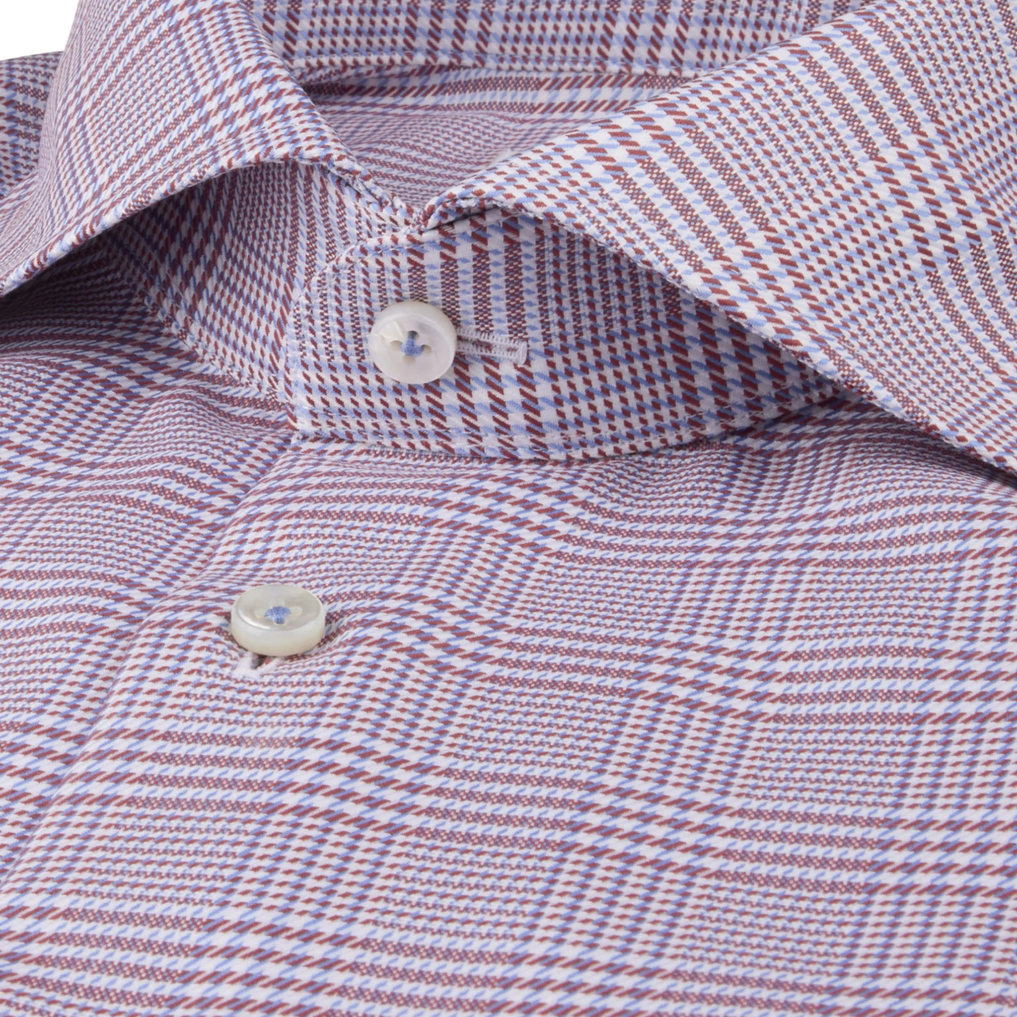 Red & Blue Check Twofold Cotton Fitted Body Shirt - Stenströms - Image 2