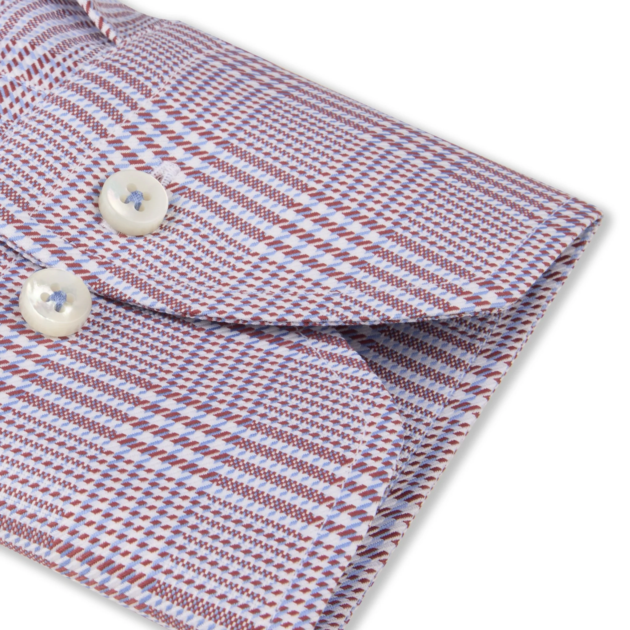 Red & Blue Check Twofold Cotton Fitted Body Shirt - Stenströms - Image 3