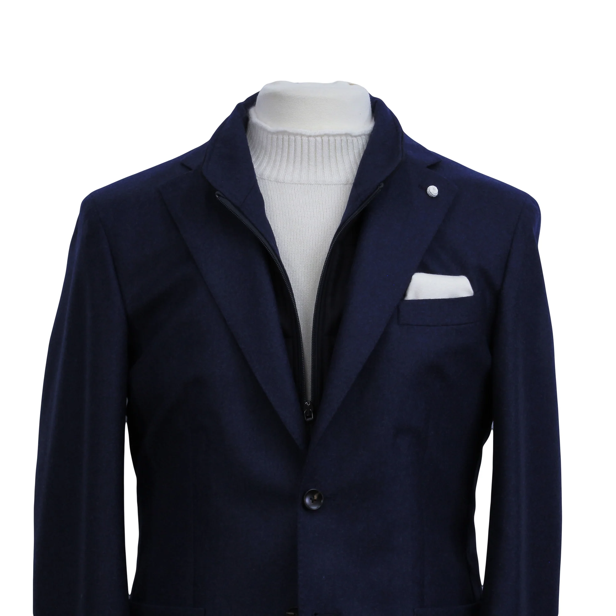 Royal Blue Solid Wool Hybrid Sport Jacket with Bib - Luigi Bianchi - Image 6
