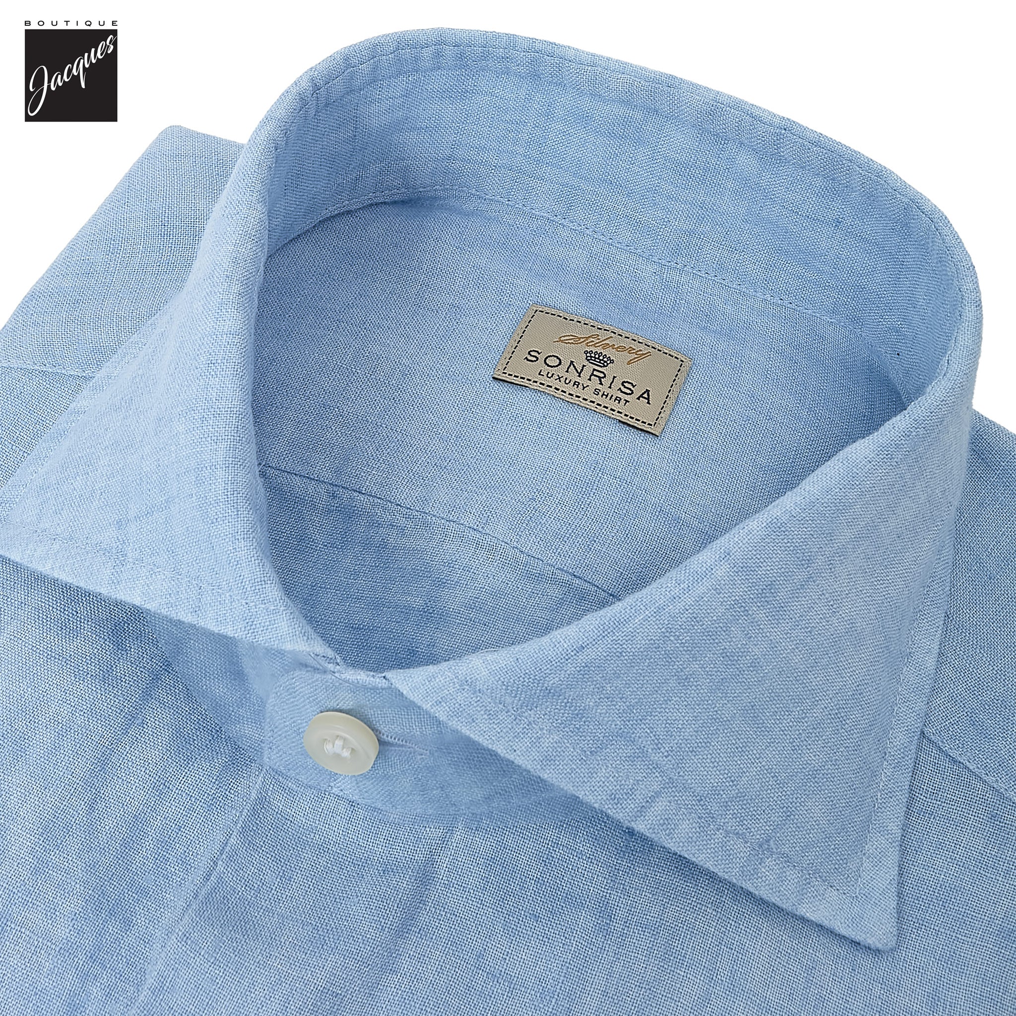 Sky Blue Garment-Dyed Linen Modern Fit Casual Shirt - SONRISA - Image 2