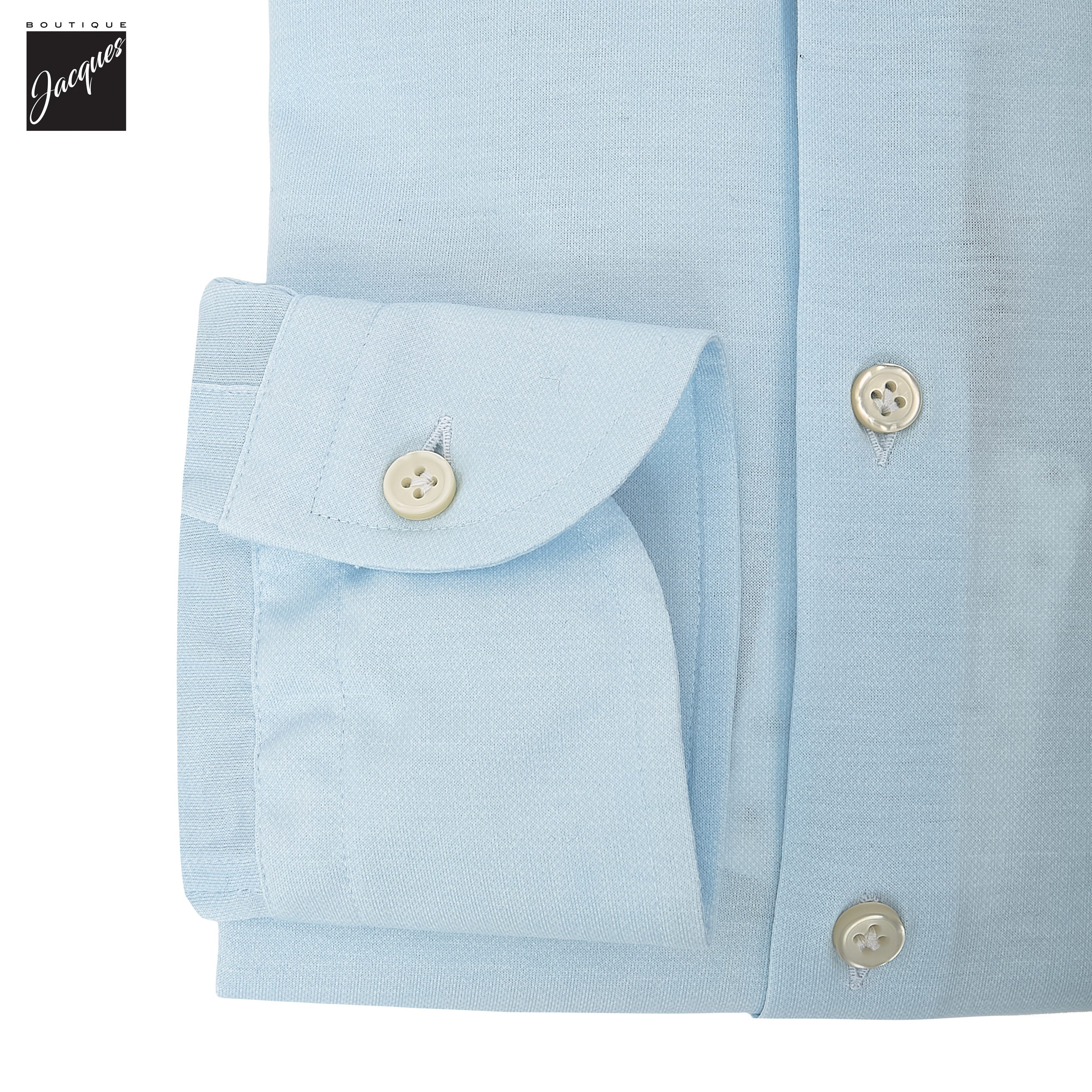 Soft Blue Knit Cotton Modern Fit Casual Shirt - SONRISA - Image 4