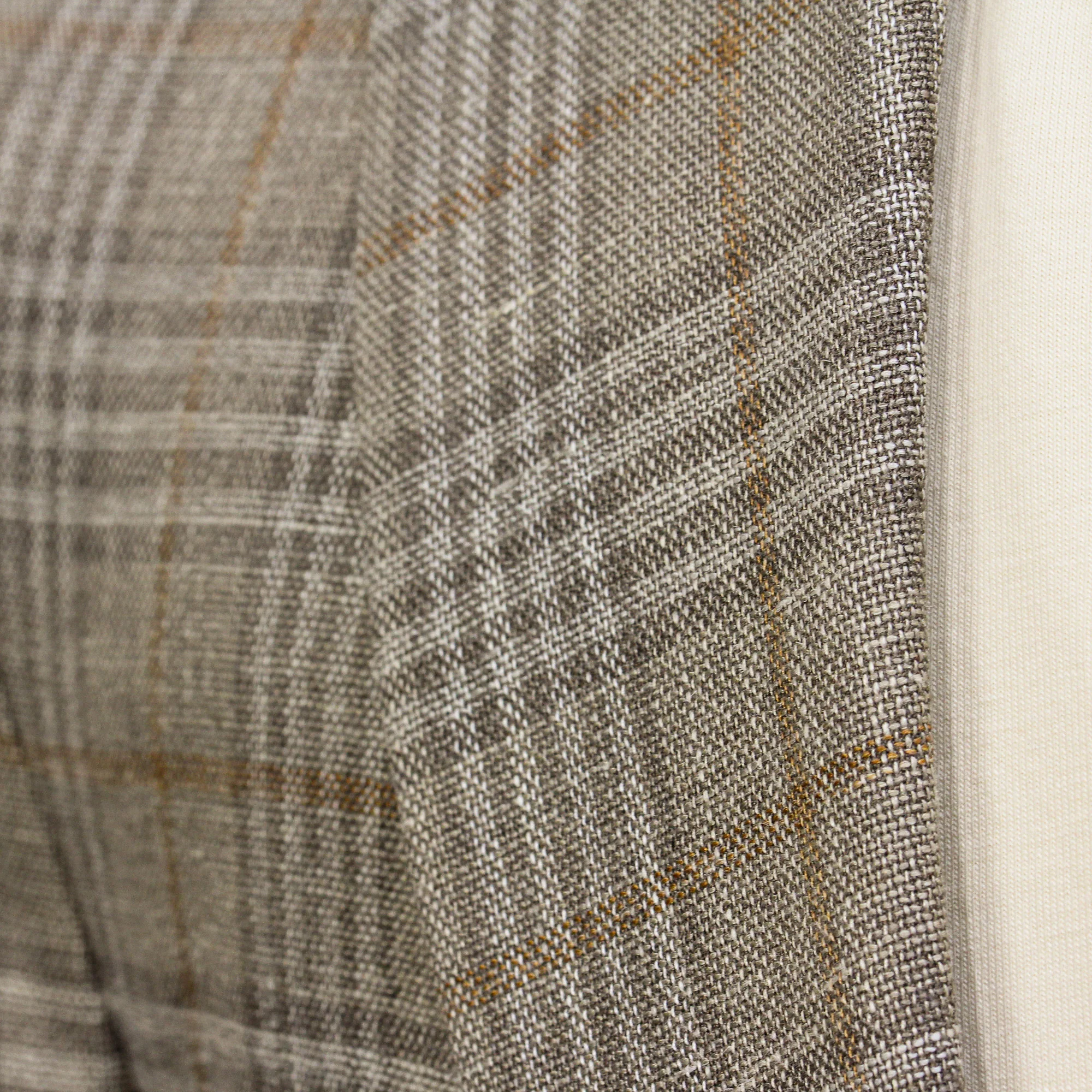 Taupe Check Wool/Silk/Linen Hampton Contemporary Fit Sport Jacket - Jack Victor - Image 7