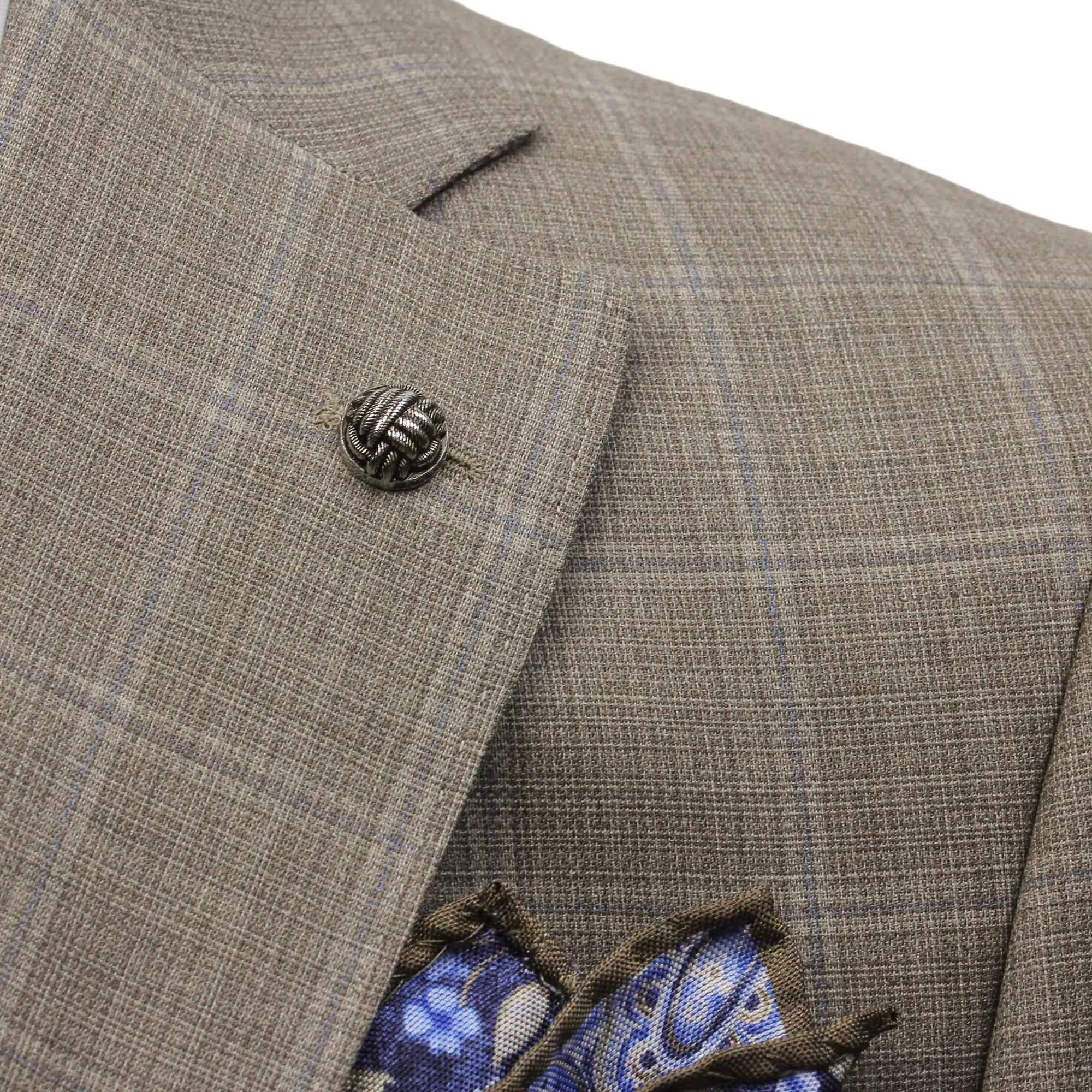 Taupe Windowpane Check Esprit Modern Fit Super 130s Wool Suit - Jack Victor - Image 6