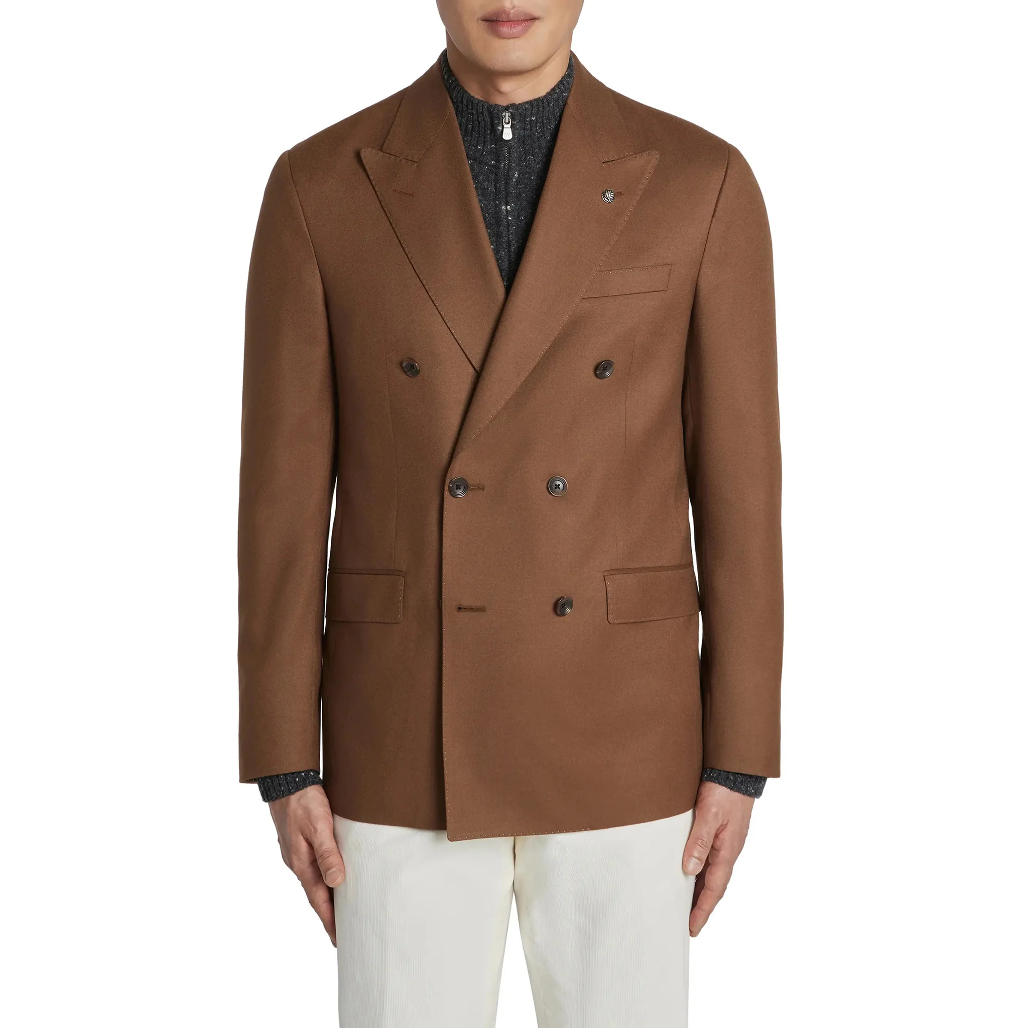 Tobacco Brown Double Breasted Martin Contemporary Fit Sport Jacket - Jack Victor - Image 6