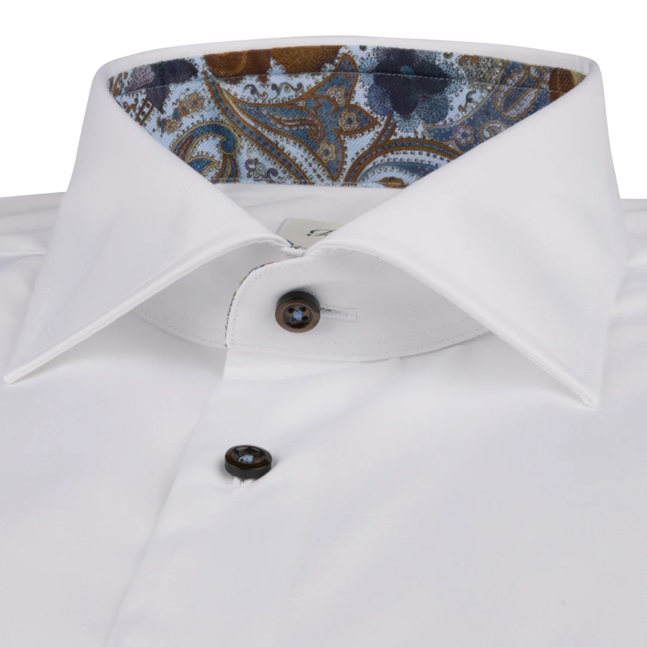 White Contrast Twill Fitted Body Shirt - Stenströms - Image 2