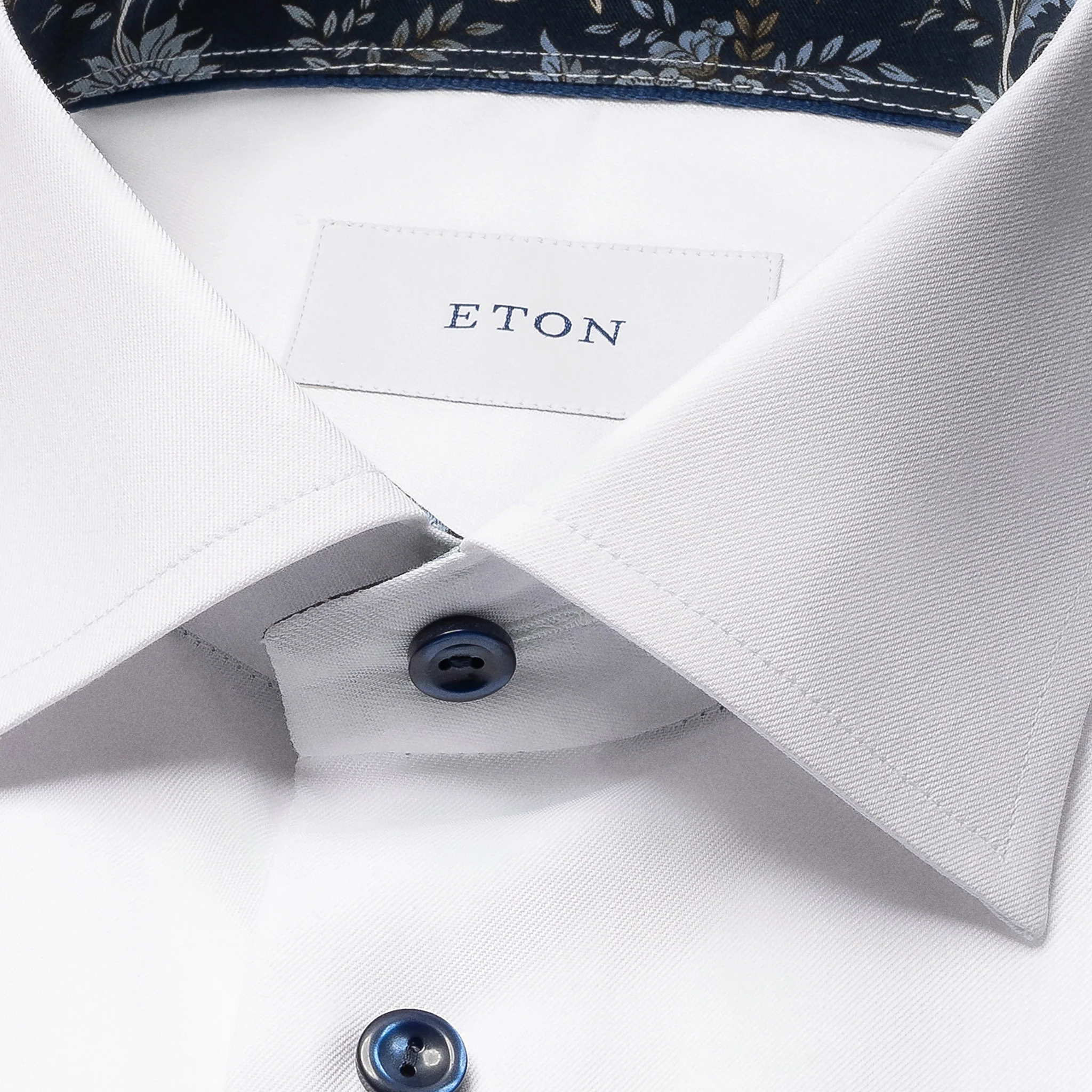 White Floral Effect Contrast Signature Twill Slim Fit Shirt - ETON - Image 2