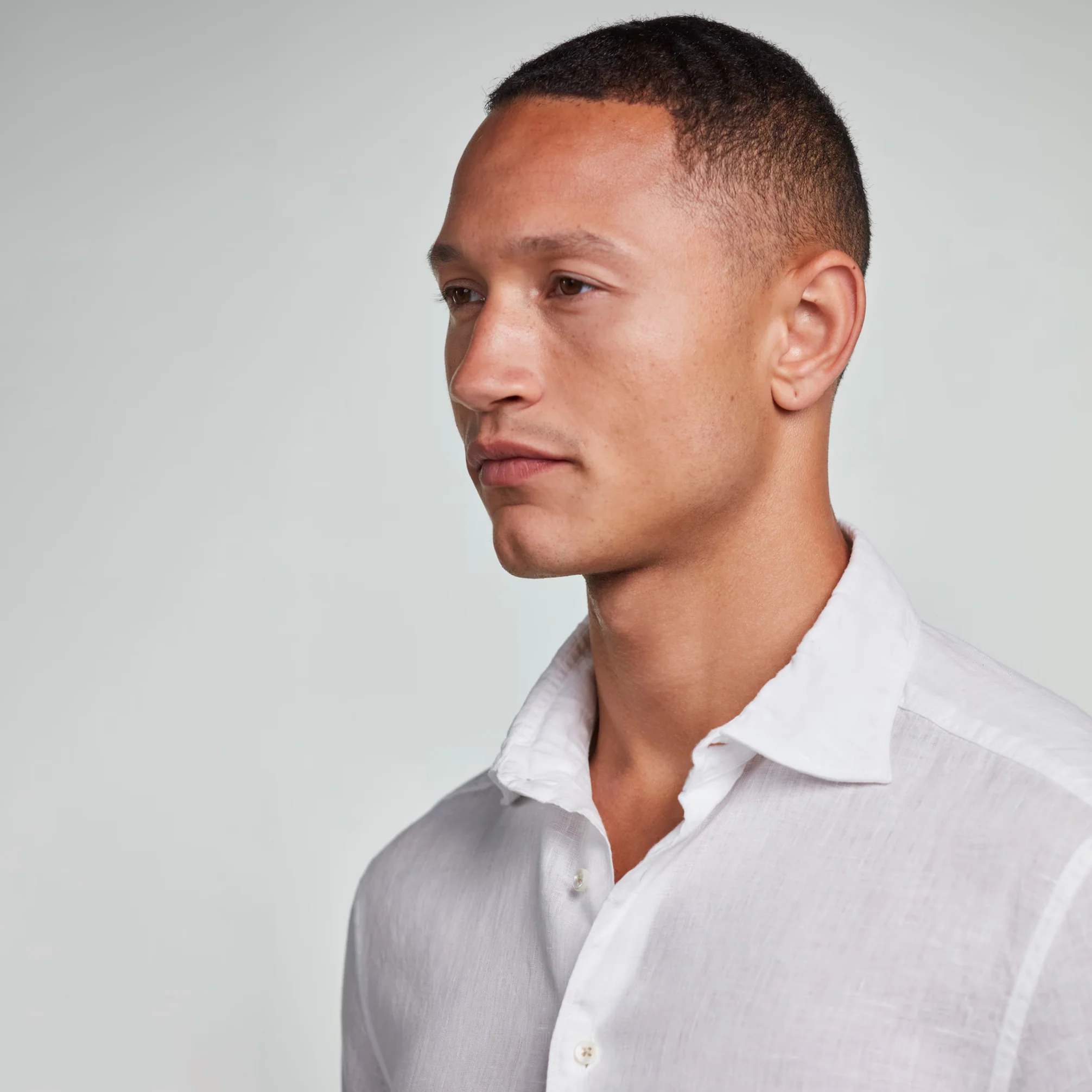 White Linen Fitted Body Casual Shirt - Stenströms - Image 6