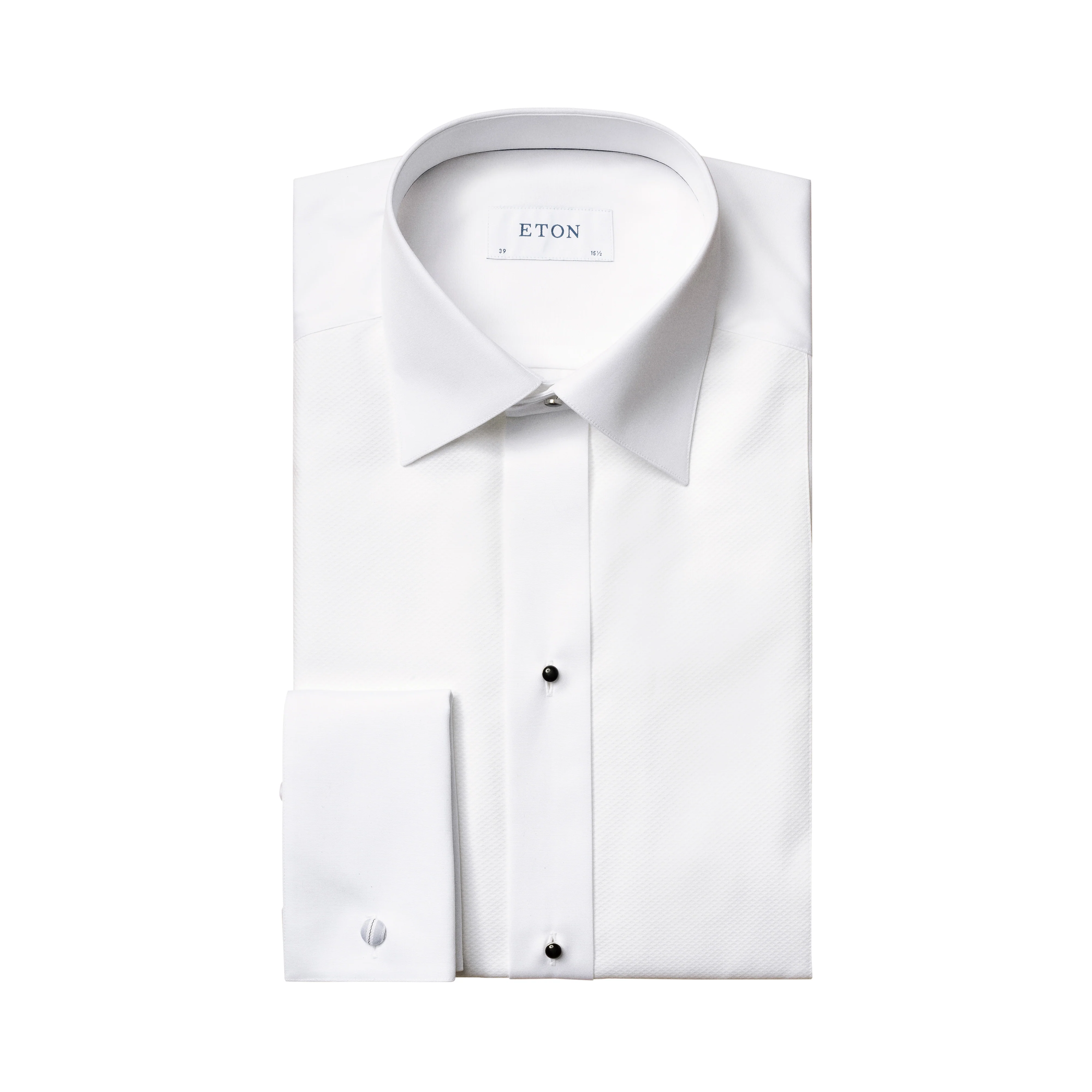 White Piqué Bib Stud-Front Slim Fit Tuxedo Shirt - ETON