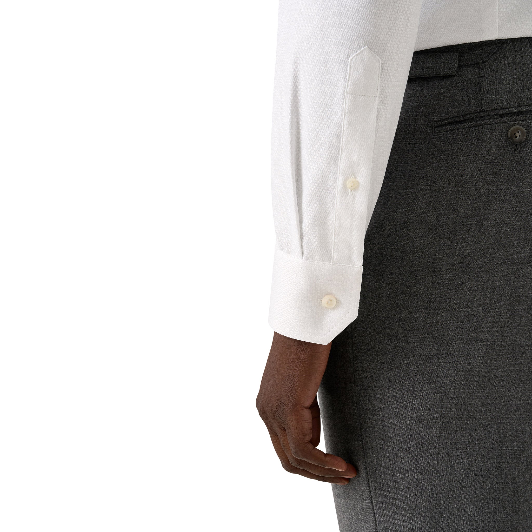 White Semi-Solid Dobby Contemporary Fit Dress Shirt - ETON - Image 5