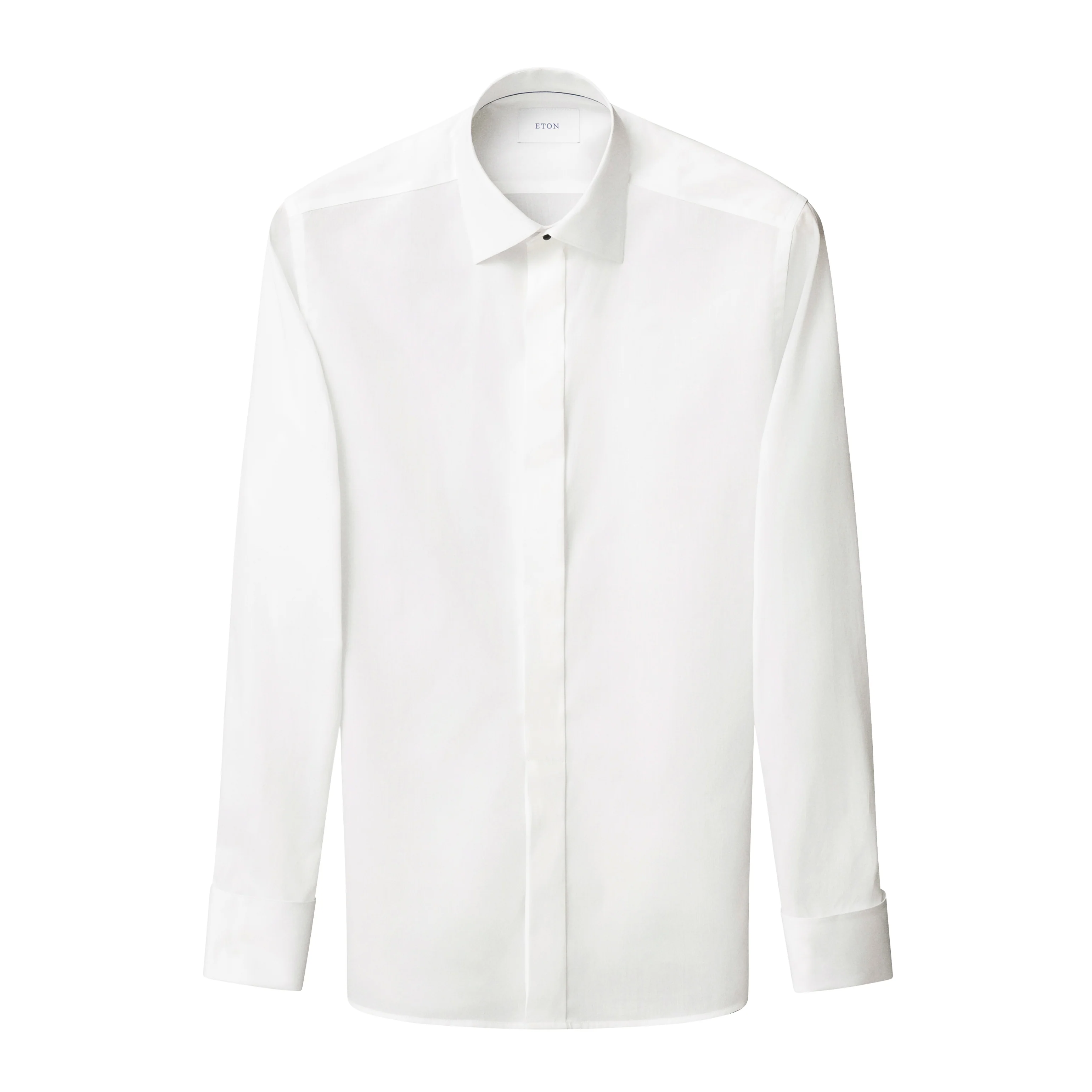 White Semi-Solid Piqué Cotton Fly-Front Slim Fit Tuxedo Shirt - ETON - Image 6