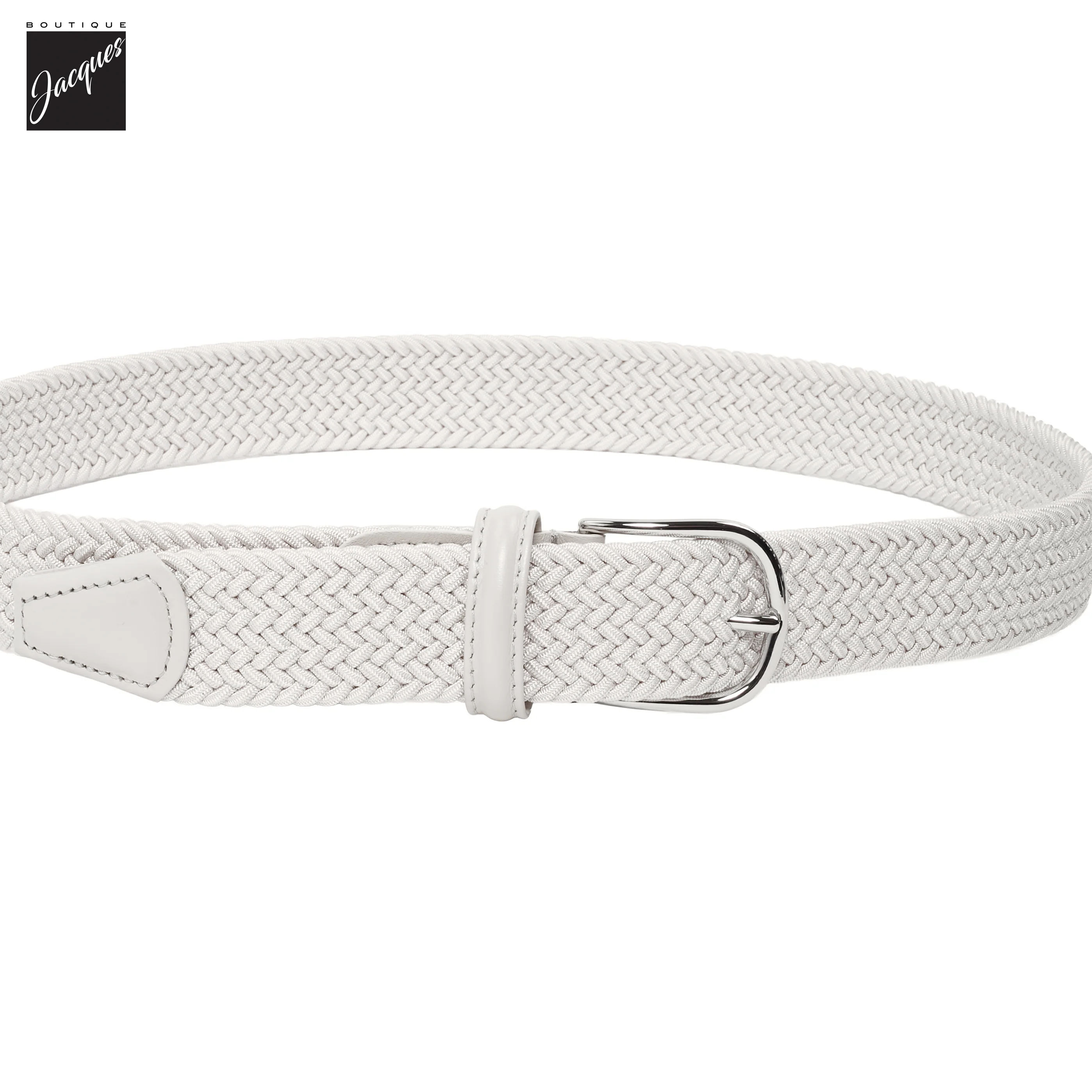 White Solid Woven Elastic Belt - Anderson's - Image 3