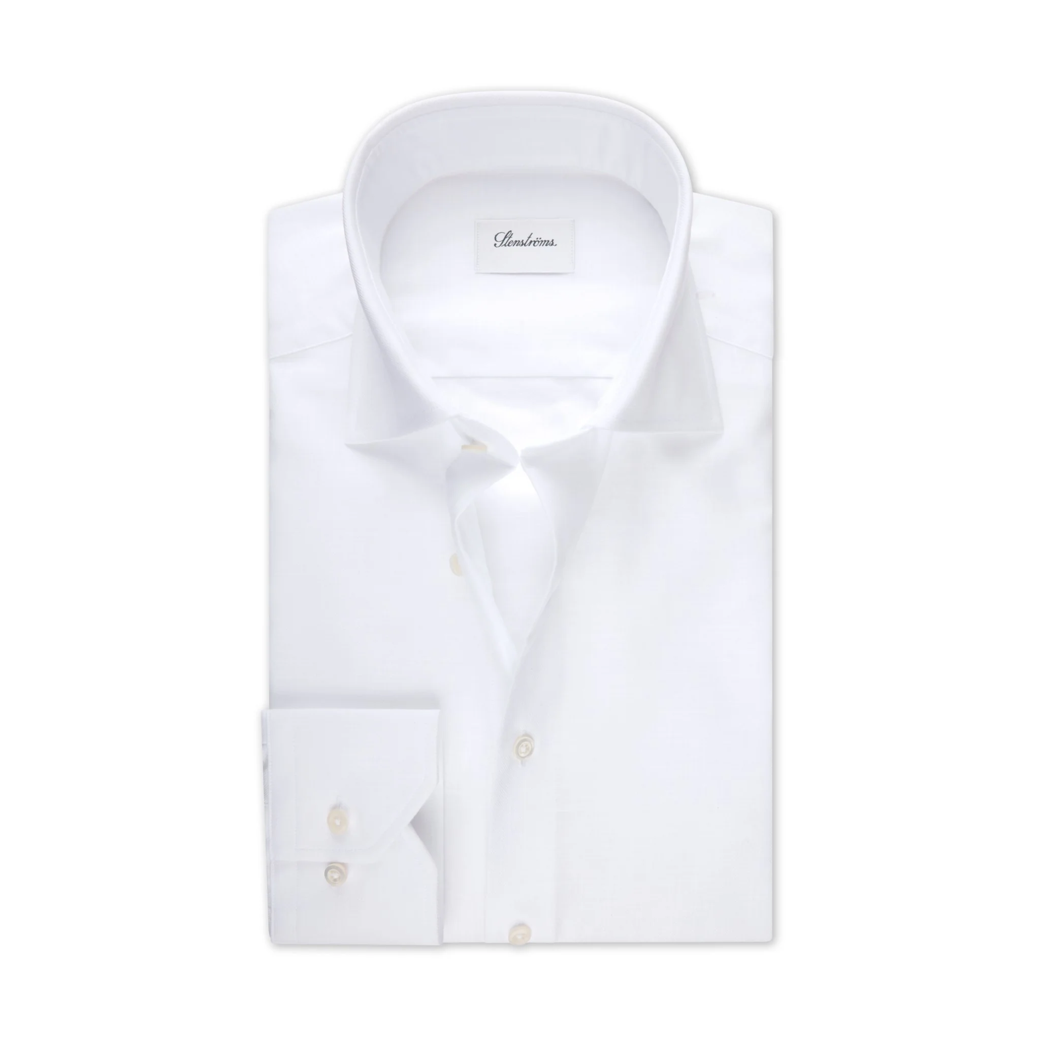 White Textured Twill Slimline Dress Shirt - Stenströms