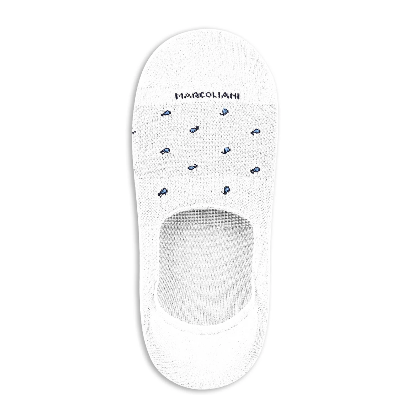 White Tiny Paisley Motif Invisible Touch No-Show Socks - Marcoliani