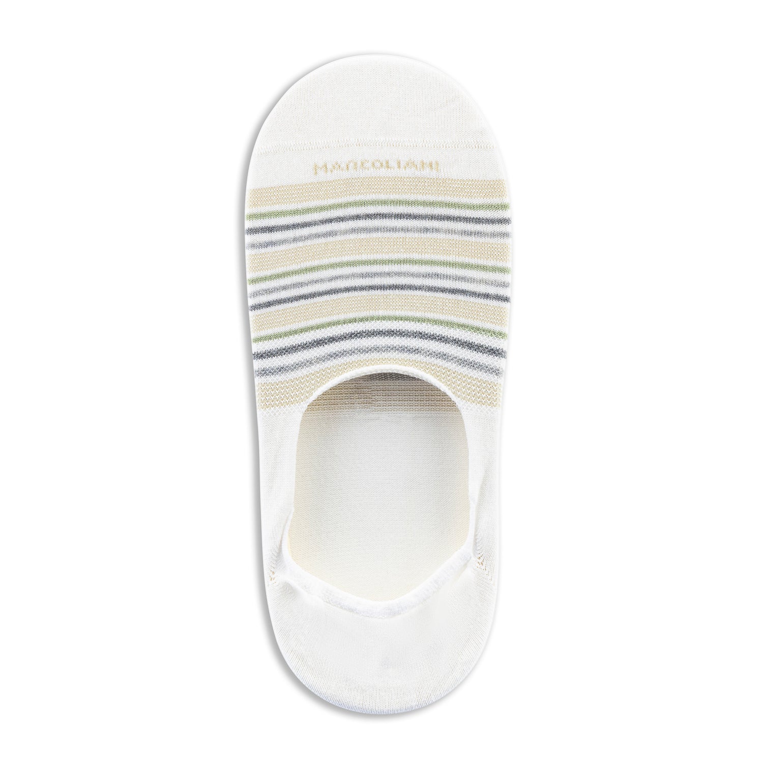 White Torino Stripe Invisible Touch No-Show Socks - Marcoliani